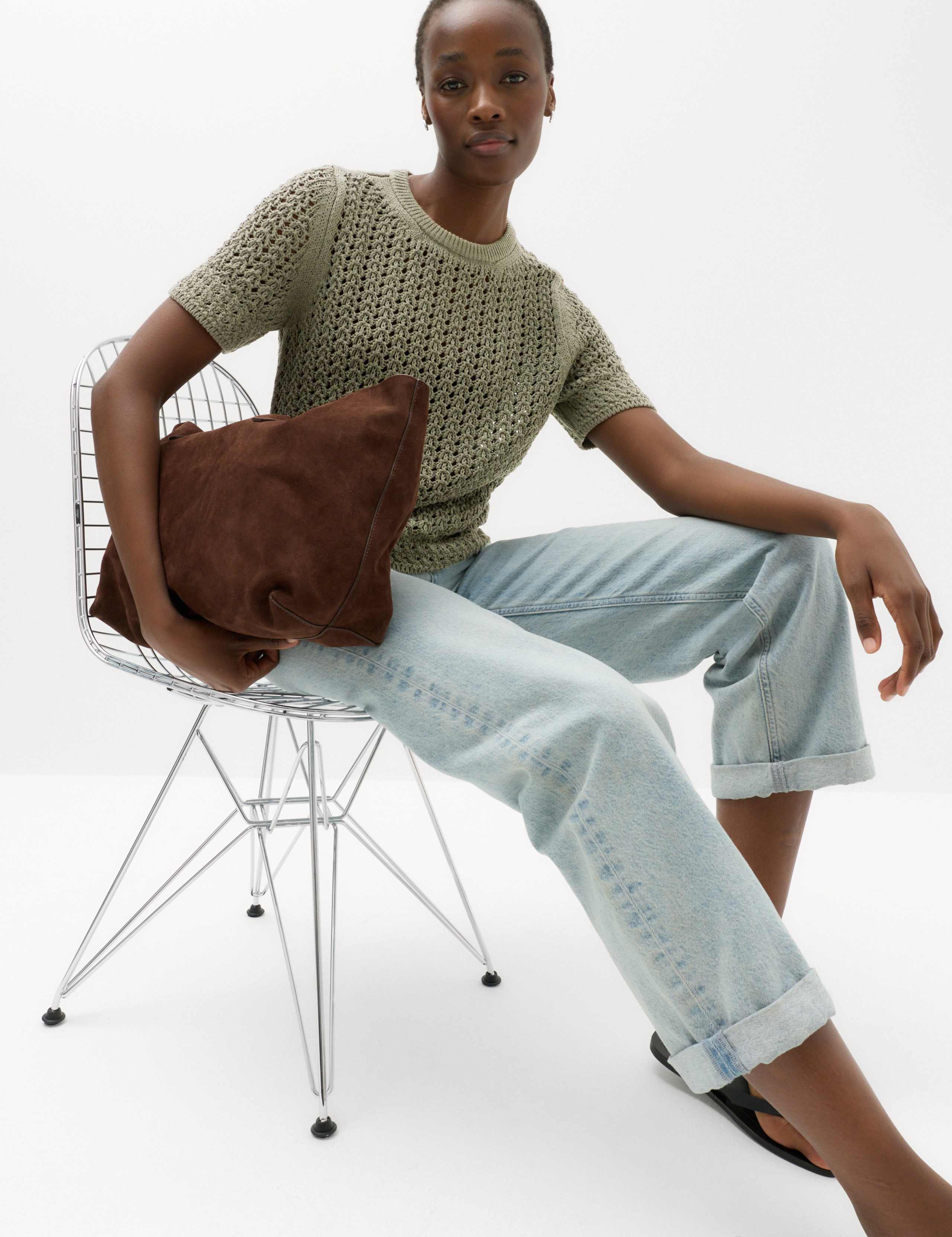 Cotton Blend Textured Knitted Top 1 of 6