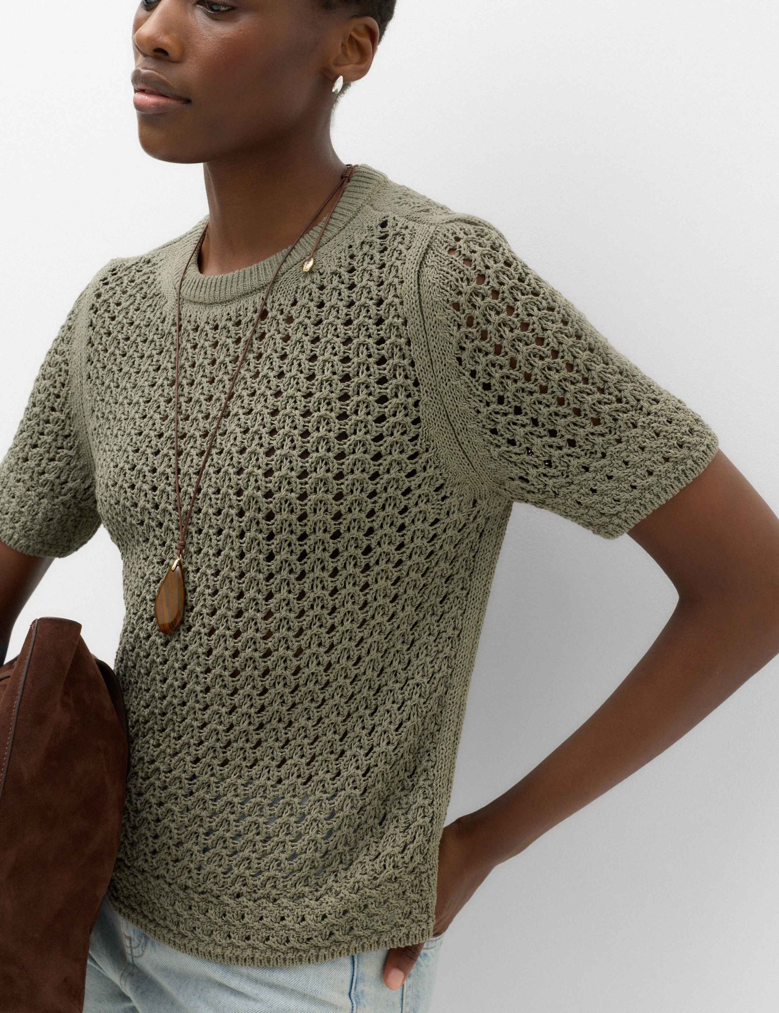 Cotton Blend Textured Knitted Top 3 of 6