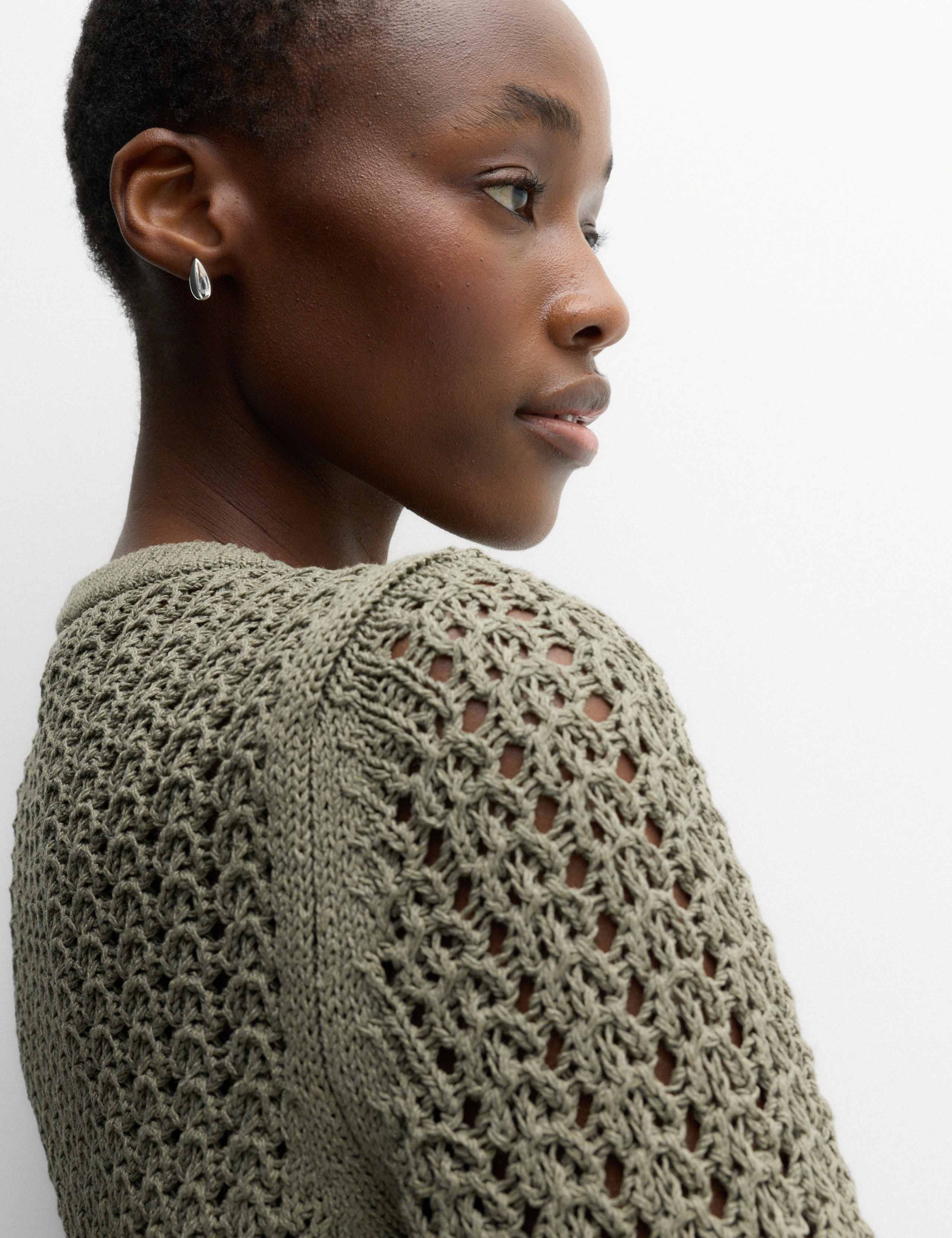 Cotton Blend Textured Knitted Top 4 of 6