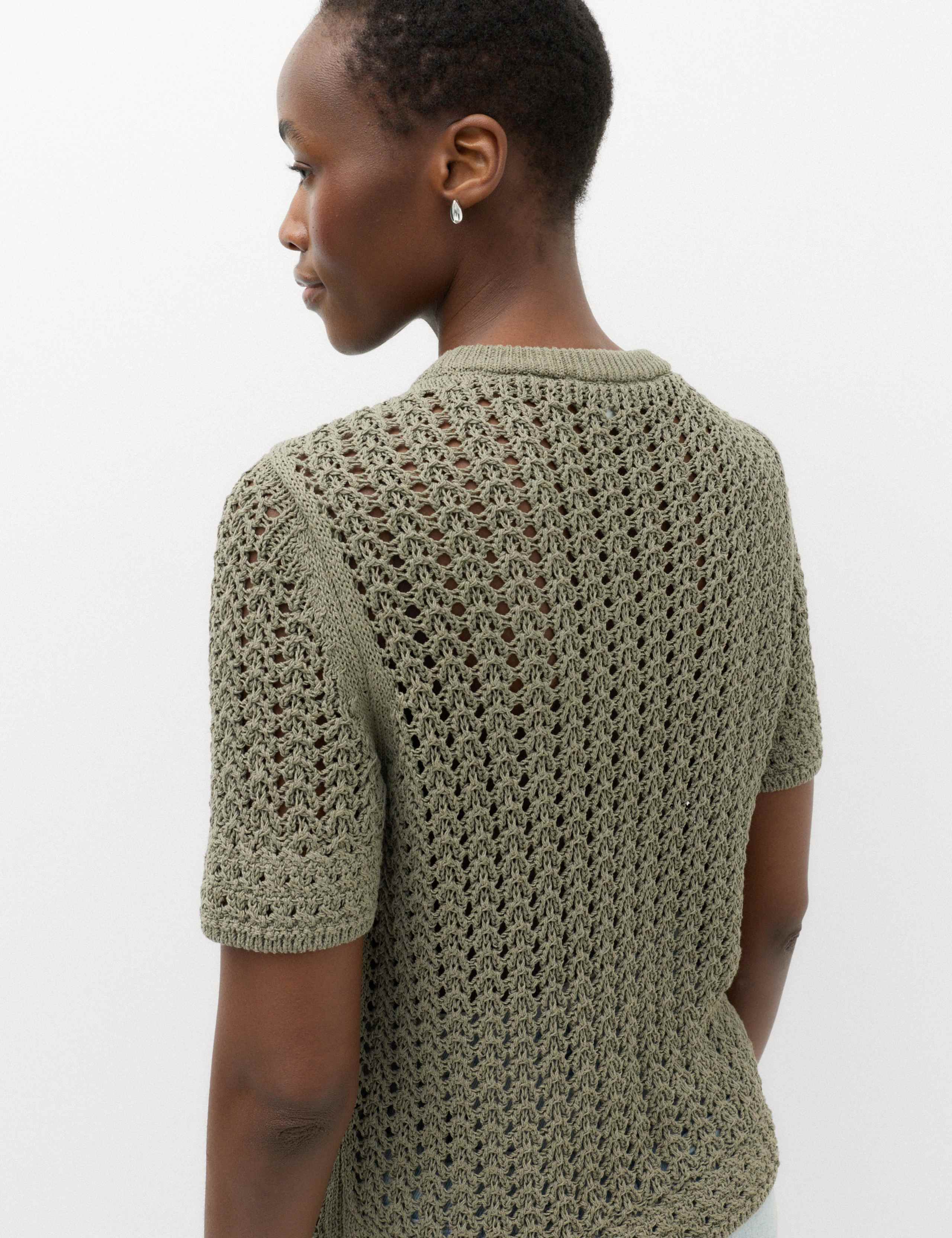 Cotton Blend Textured Knitted Top 5 of 6