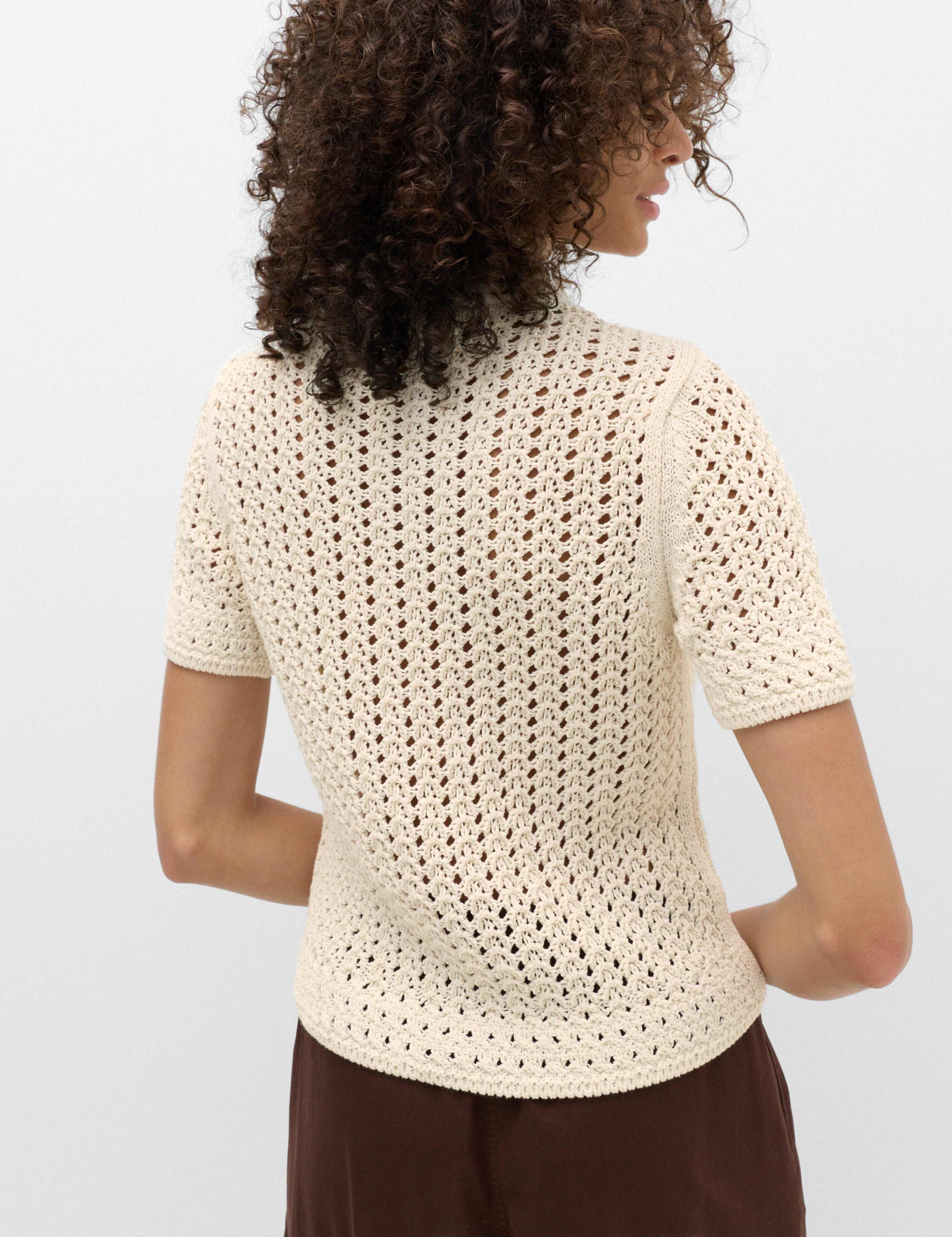 Cotton Blend Textured Knitted Top 4 of 7