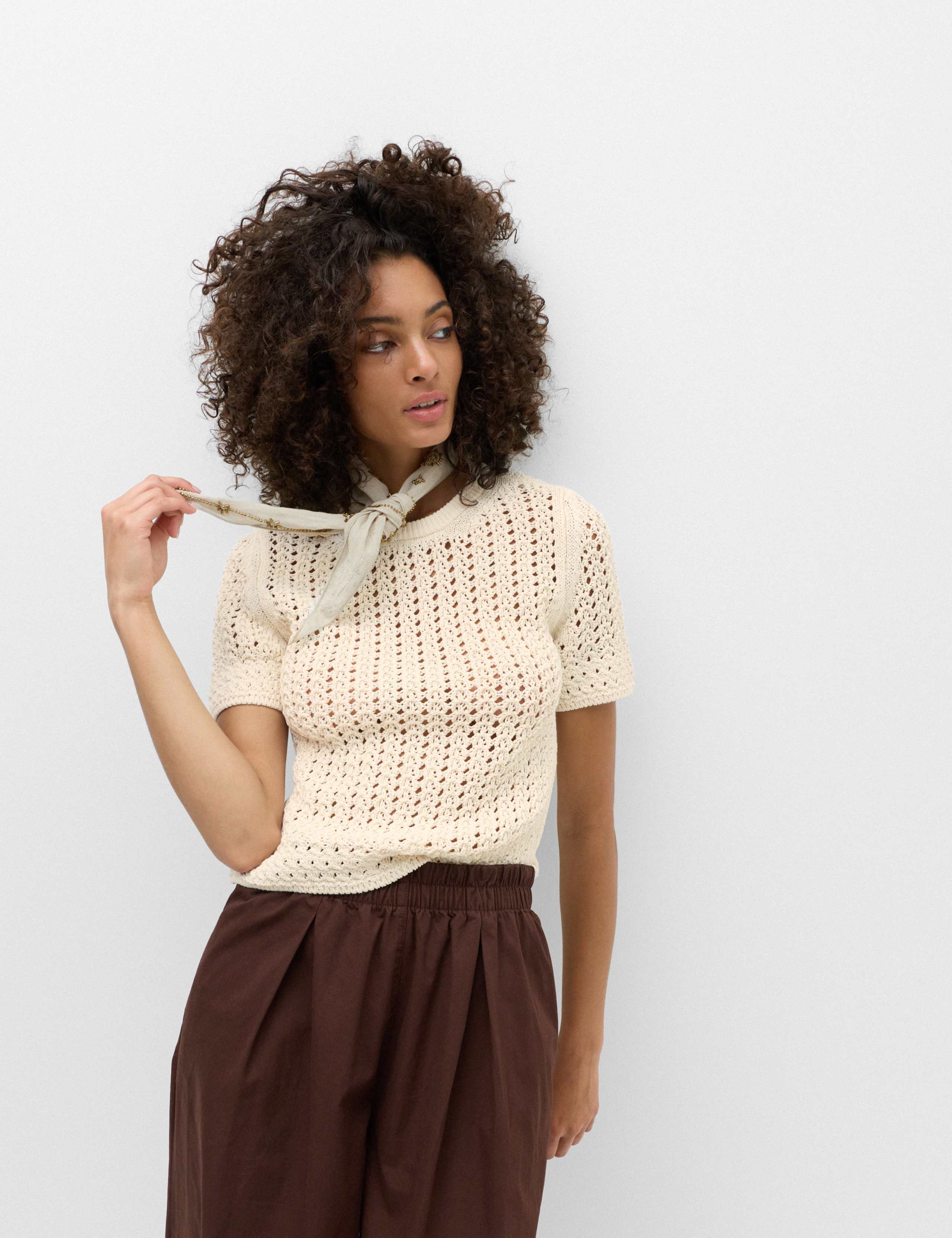 Cotton Blend Textured Knitted Top 7 of 7