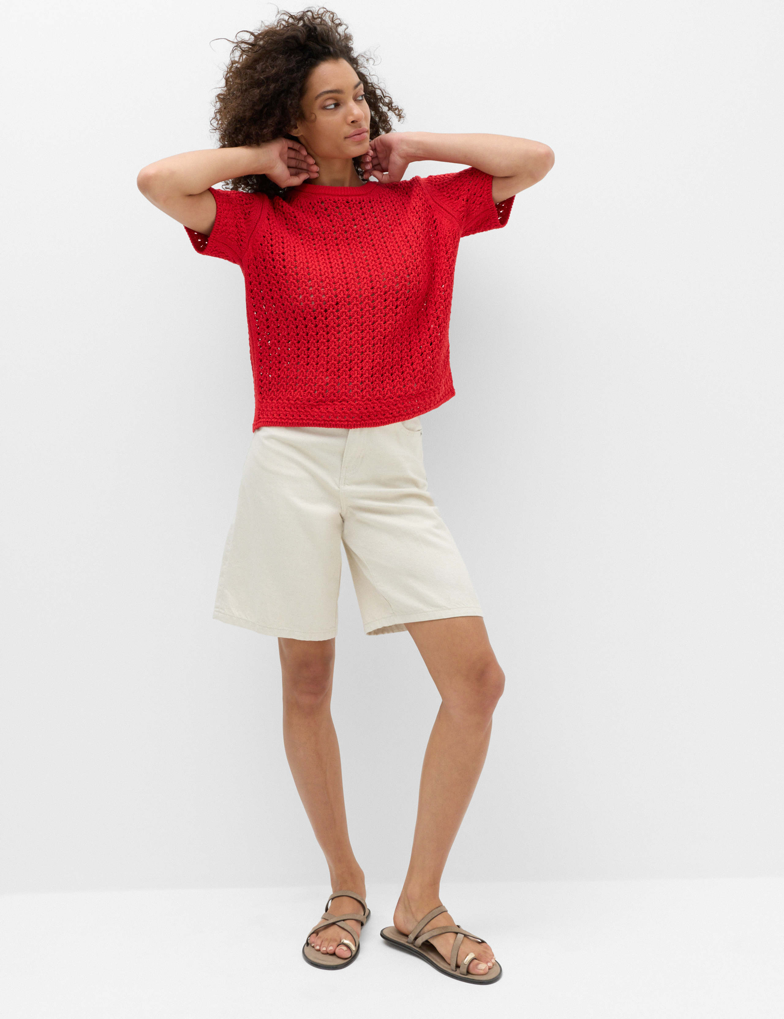 Cotton Blend Textured Knitted Top 3 of 5