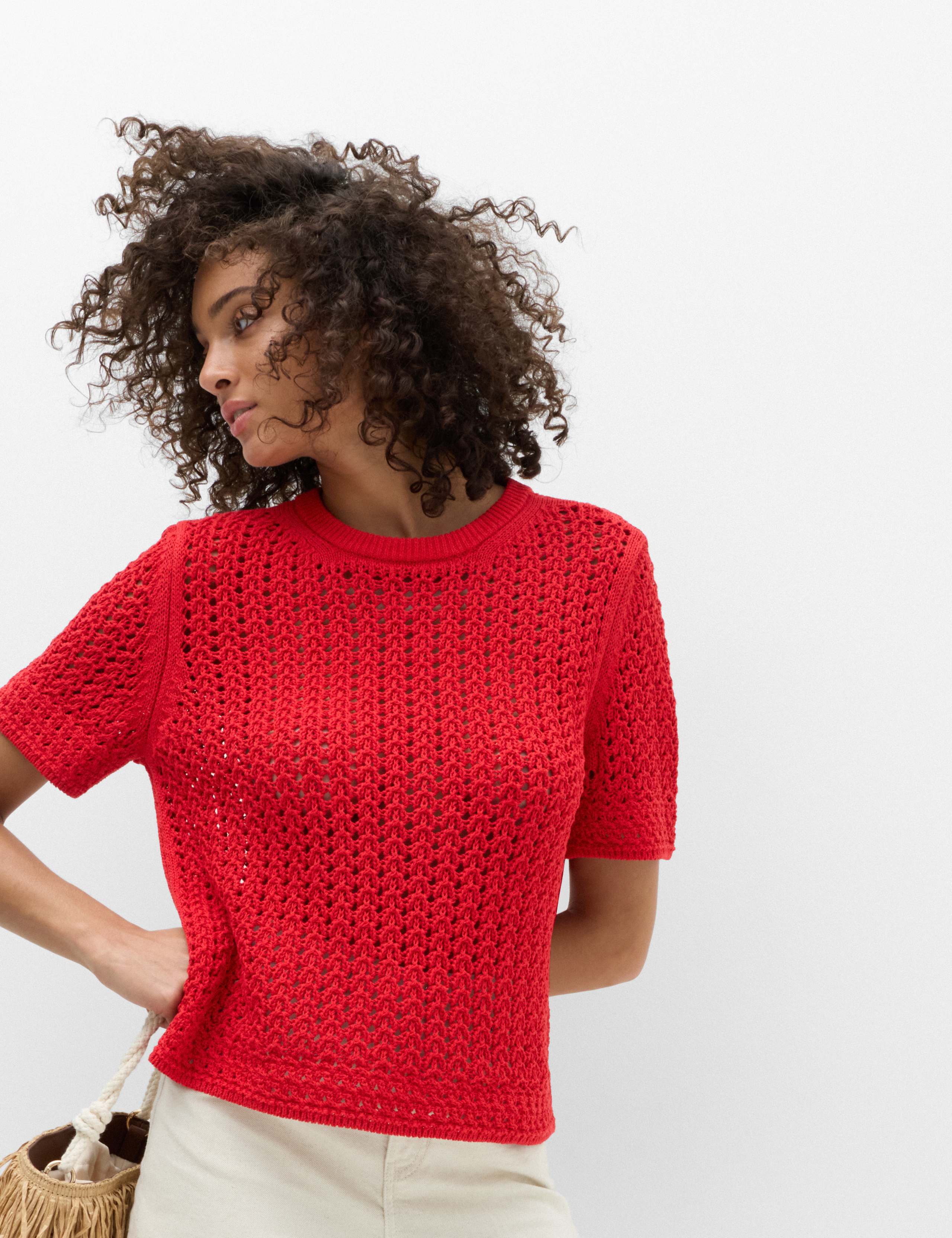 Cotton Blend Textured Knitted Top 4 of 5