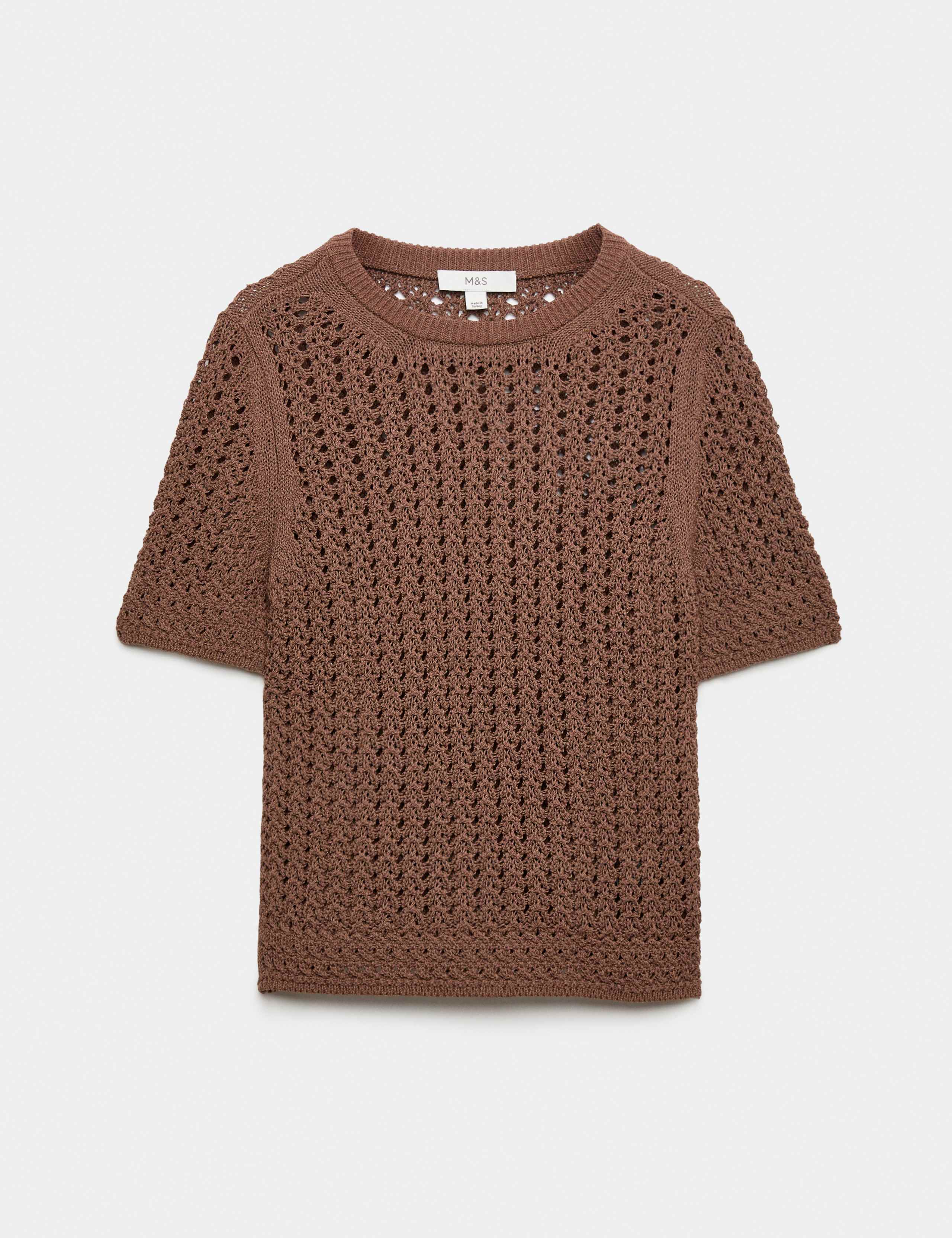 Cotton Blend Textured Knitted Top 1 of 1