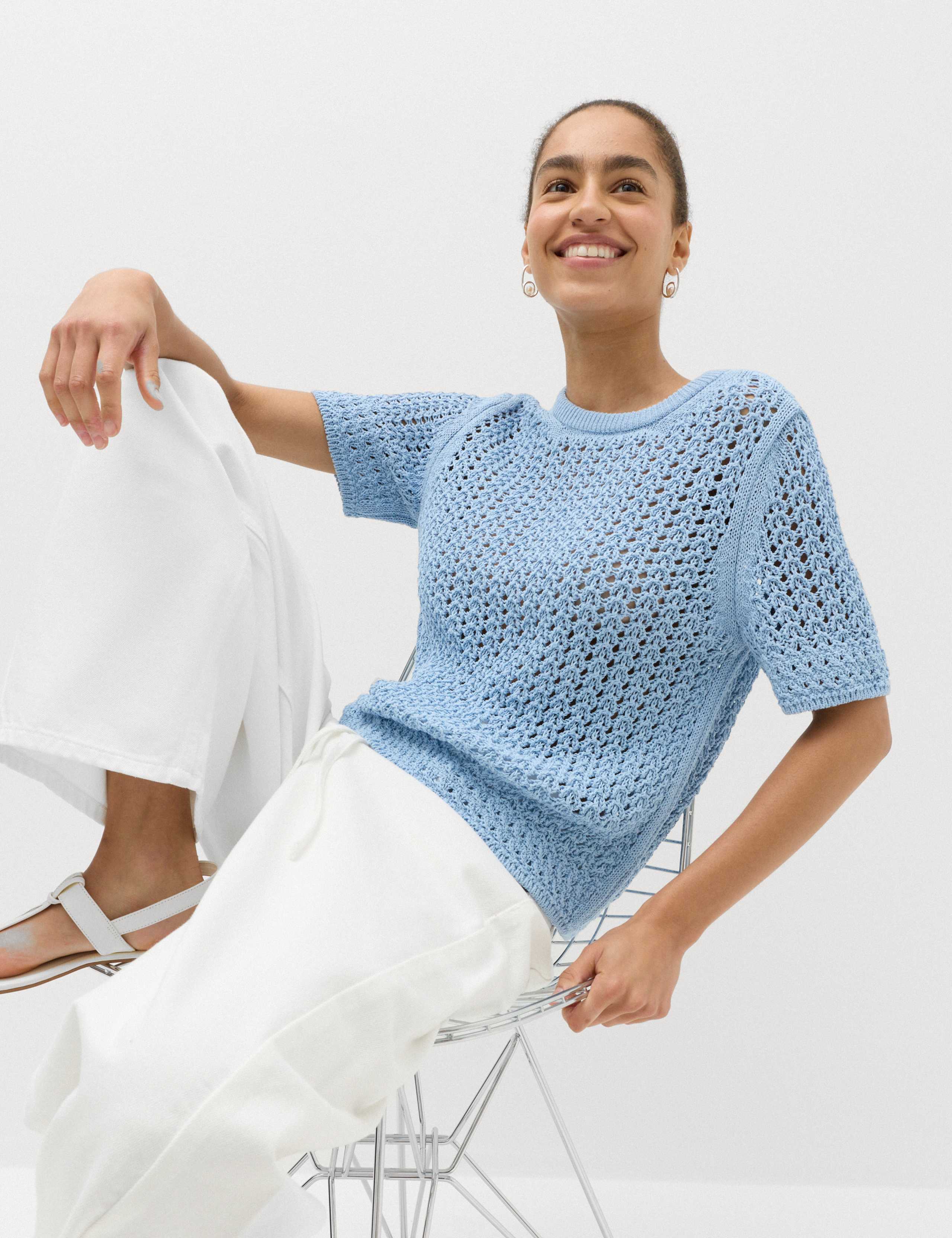 Cotton Blend Textured Knitted Top 4 of 6
