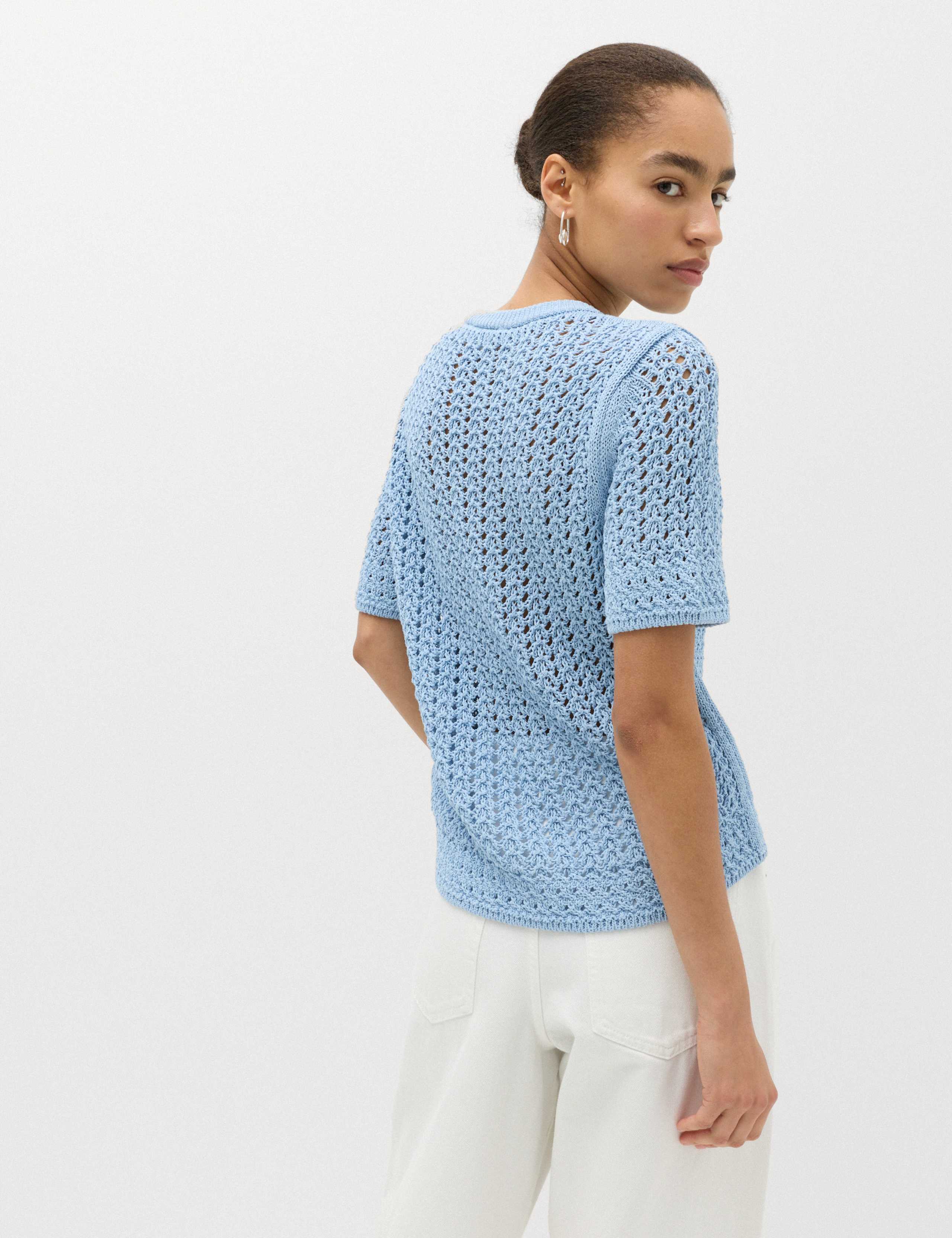 Cotton Blend Textured Knitted Top 5 of 6