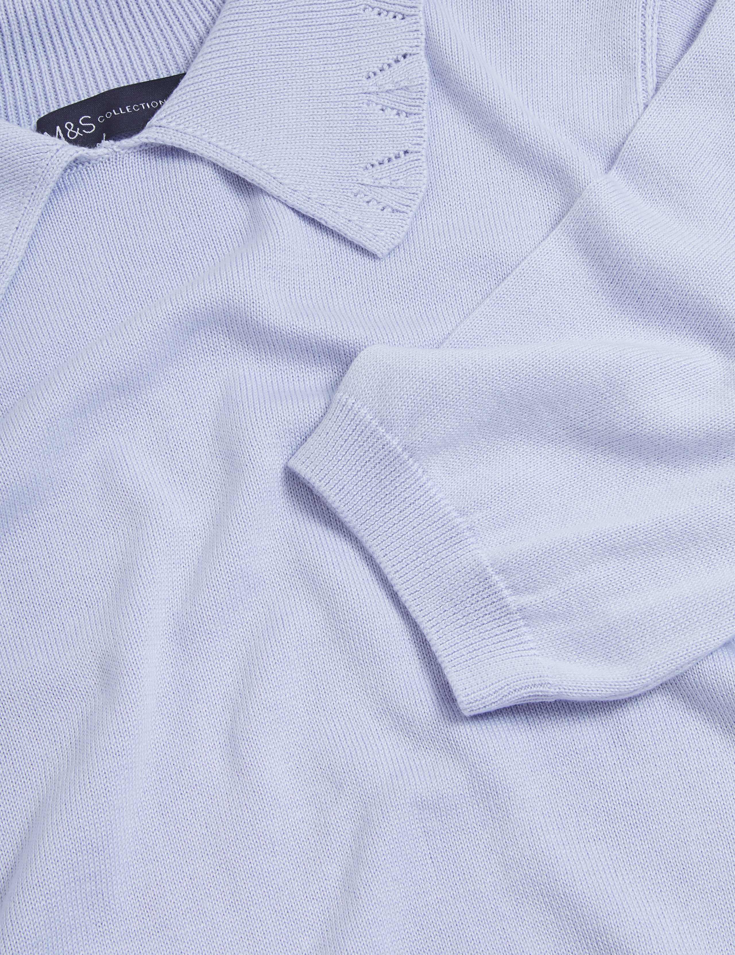 Cotton Collared Short Sleeve Knitted Top 5 of 5