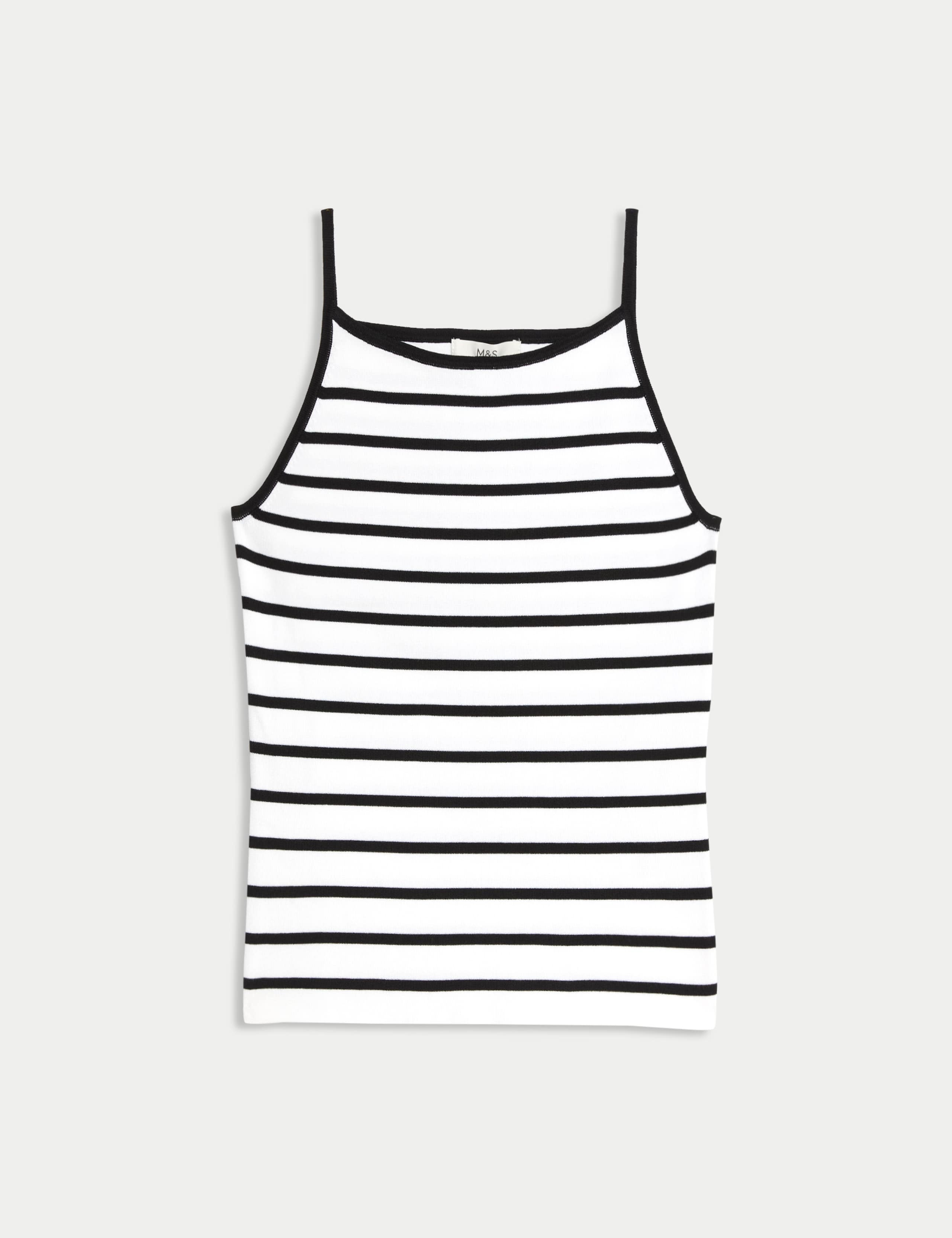 Striped Square Neck Fitted Knitted Vest 2 of 6