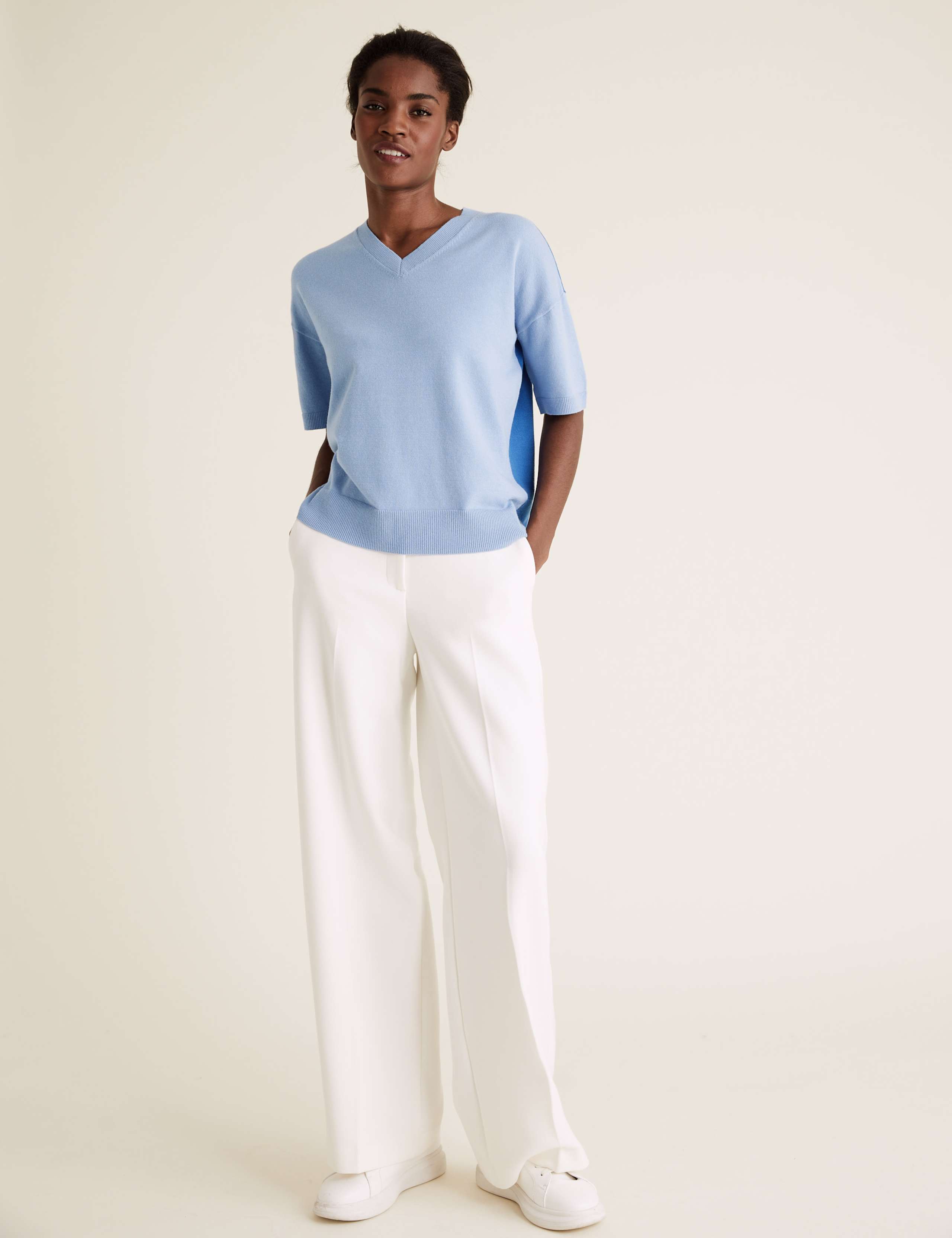 Soft Touch Colour Block V-Neck Jumper 3 of 4