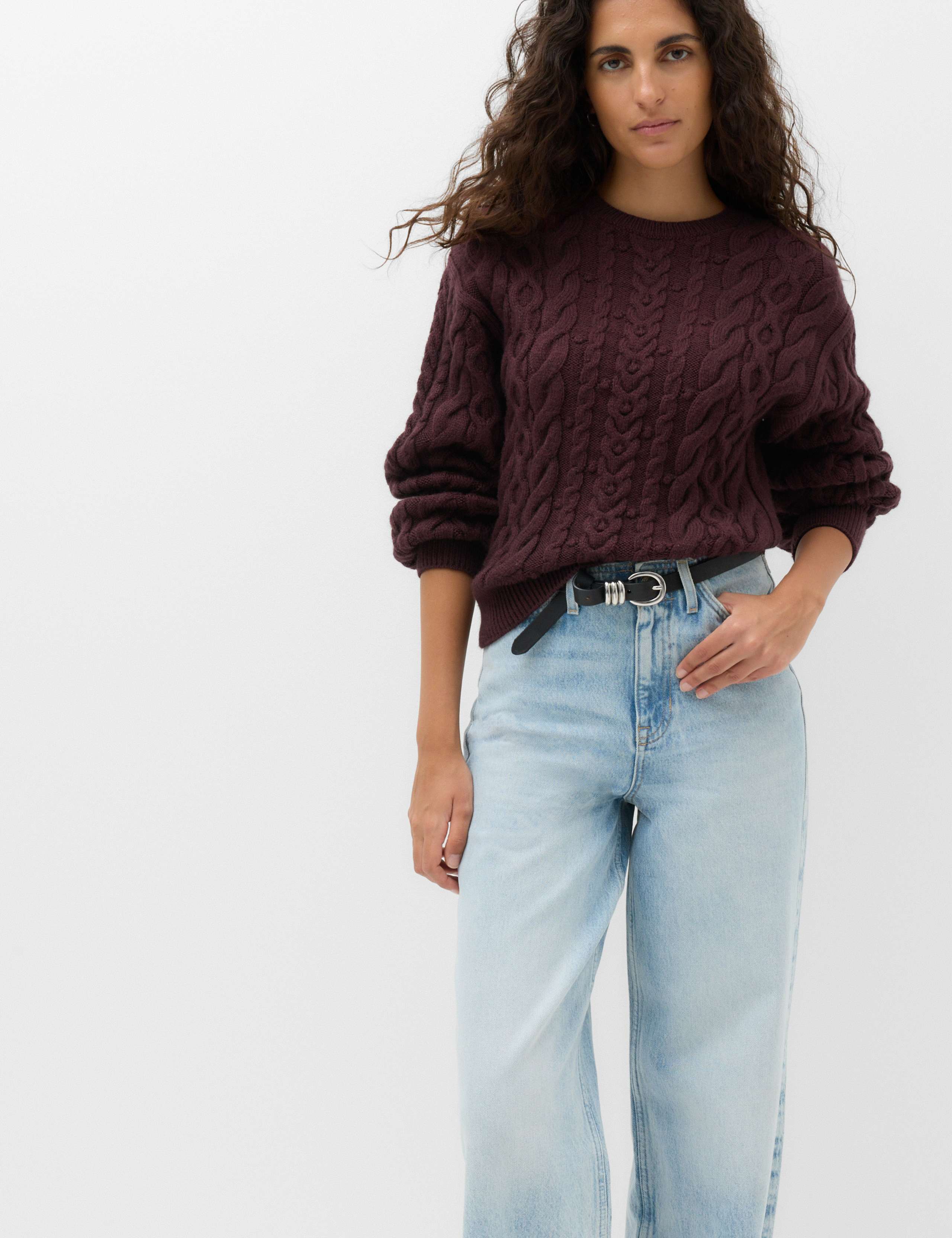 Cable Knit Crew Neck Slim Fit Jumper 4 of 7