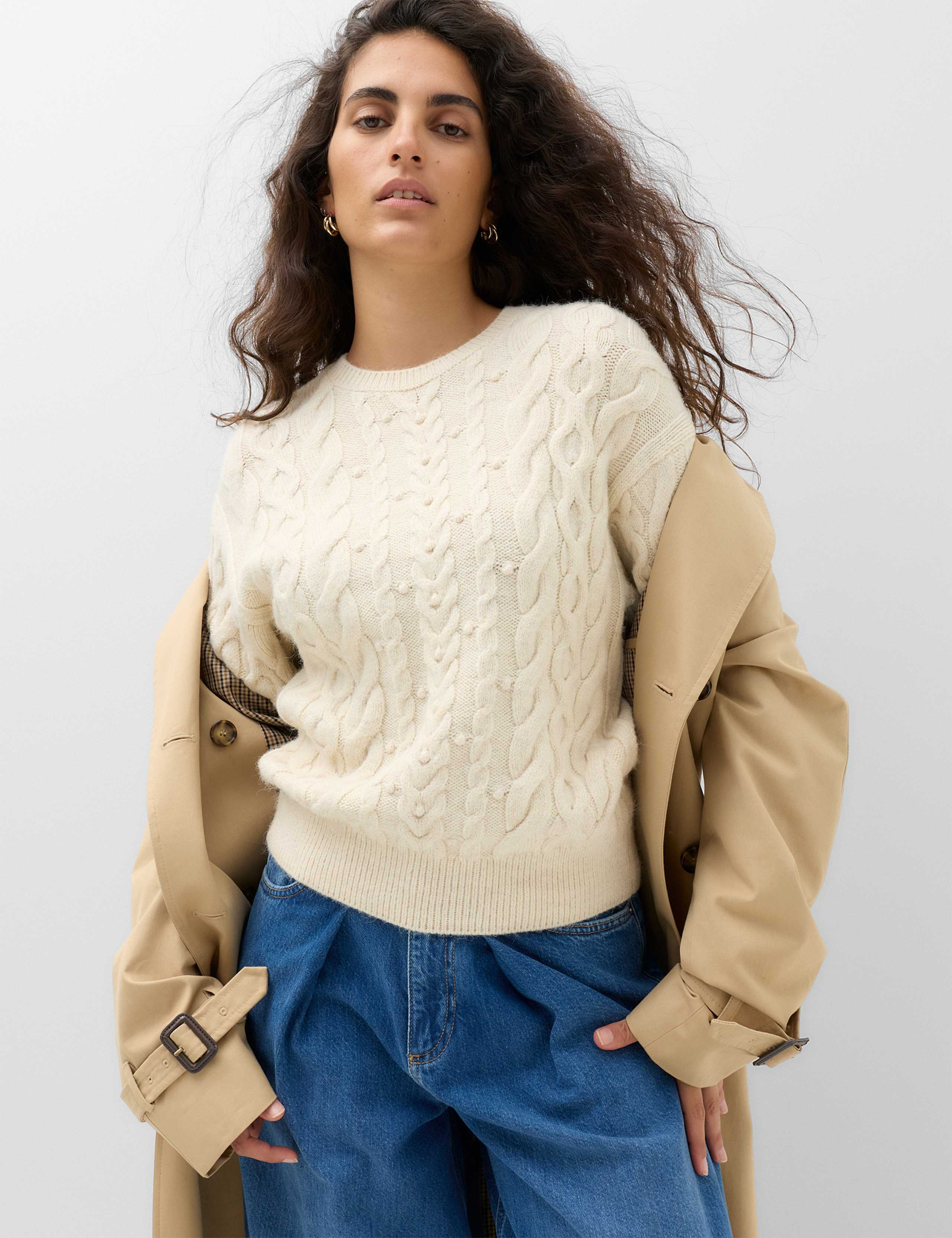 Cable Knit Crew Neck Slim Fit Jumper 3 of 8