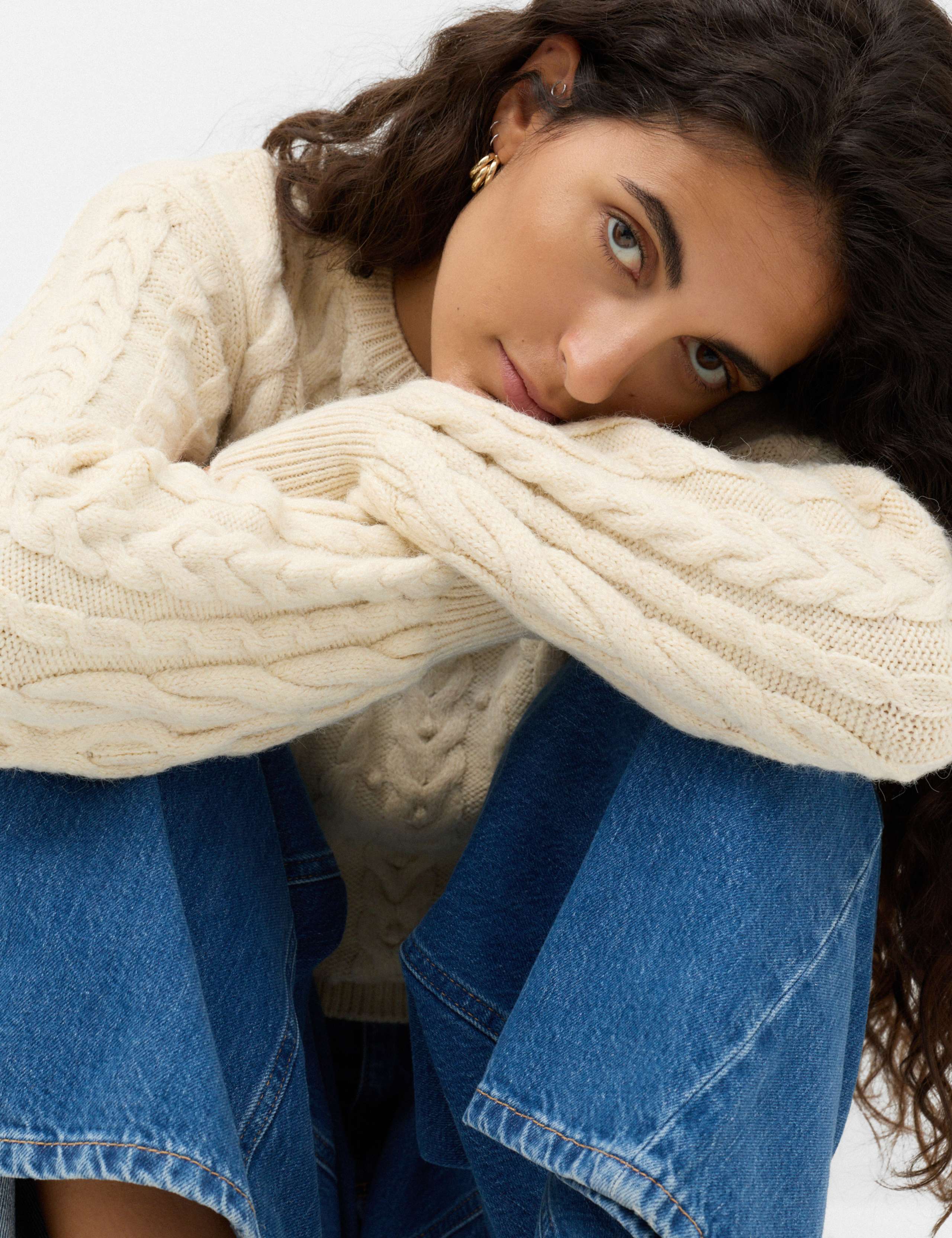 Cable Knit Crew Neck Slim Fit Jumper 5 of 8