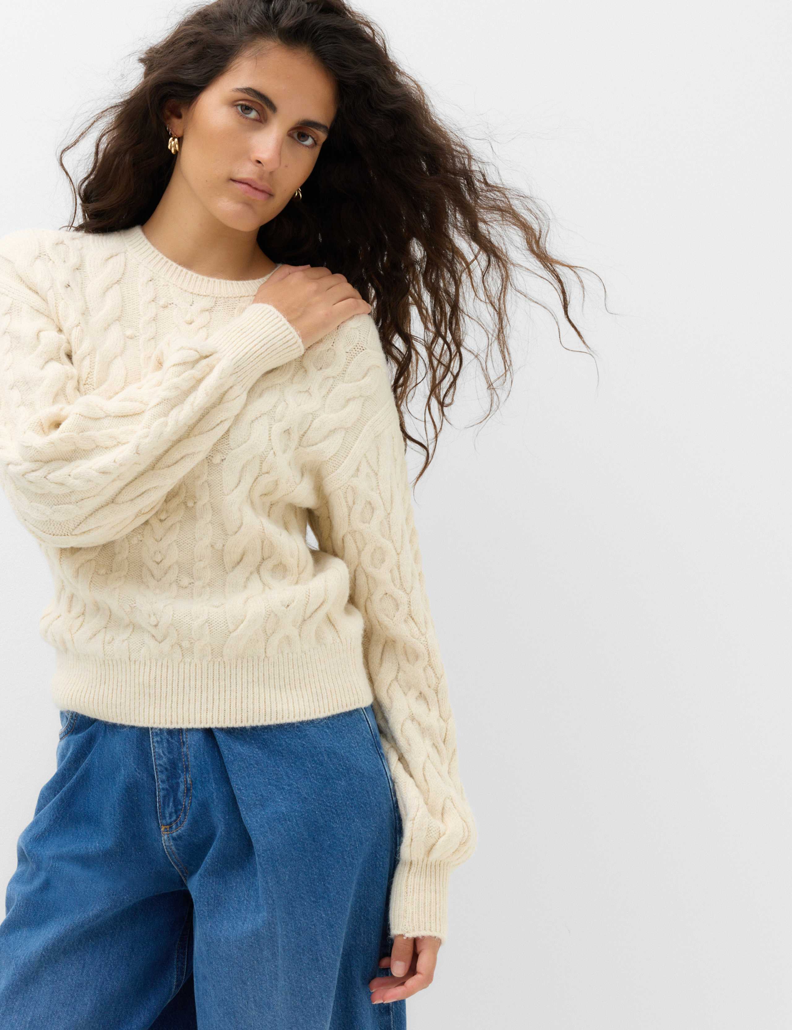 Cable Knit Crew Neck Slim Fit Jumper 7 of 8