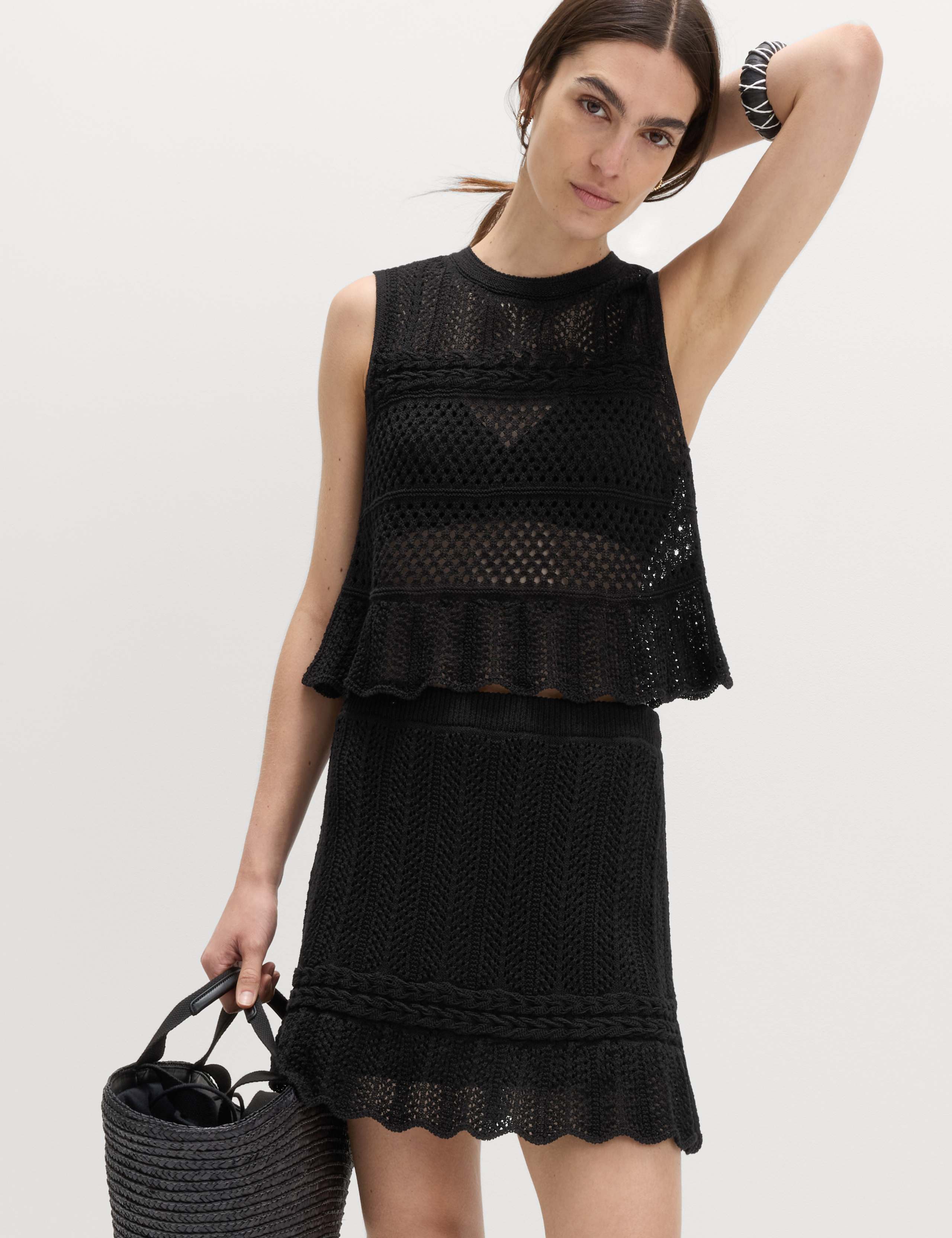 Cotton Rich Pointelle Knitted Mini Skirt 7 of 7