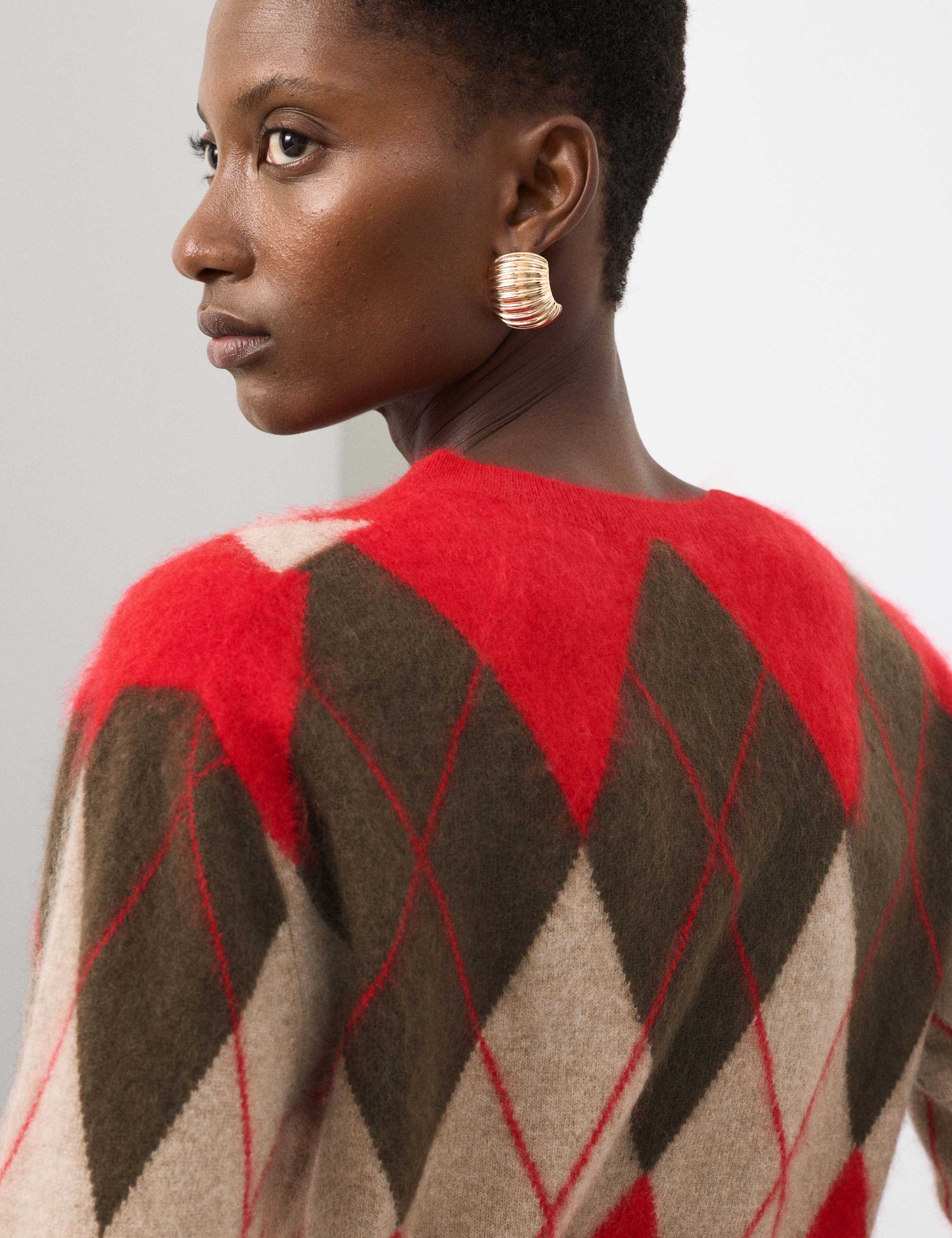 Merino Wool Rich Brushed Argyle Jumper with Cashmere 4 of 7