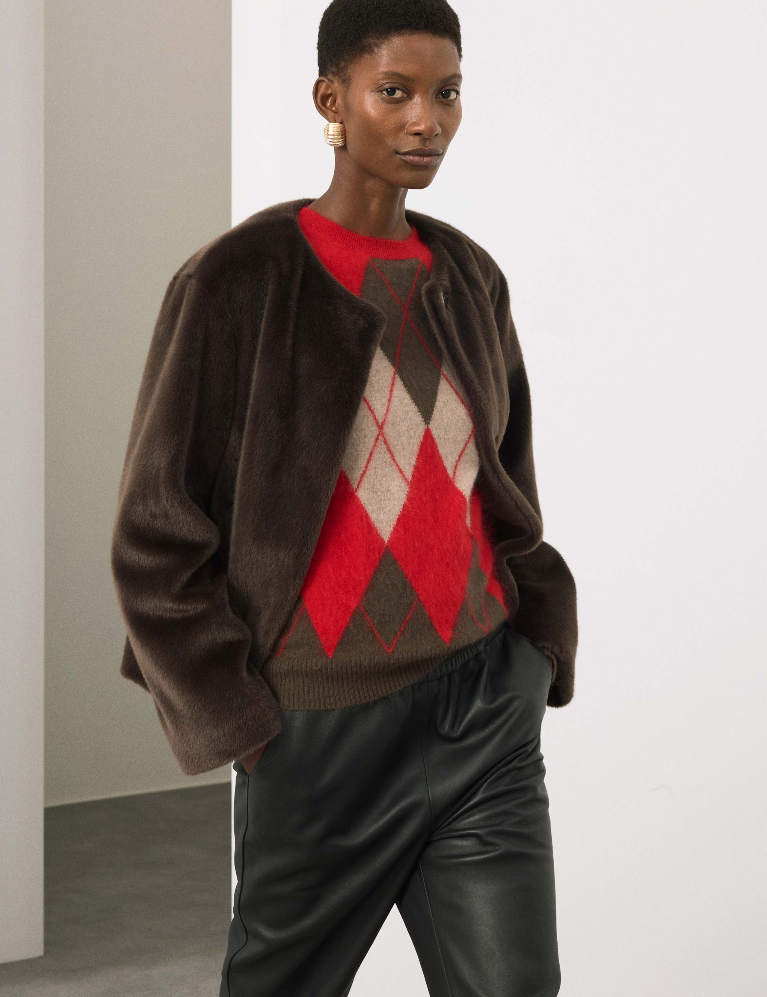 Merino Wool Rich Brushed Argyle Jumper with Cashmere 5 of 7