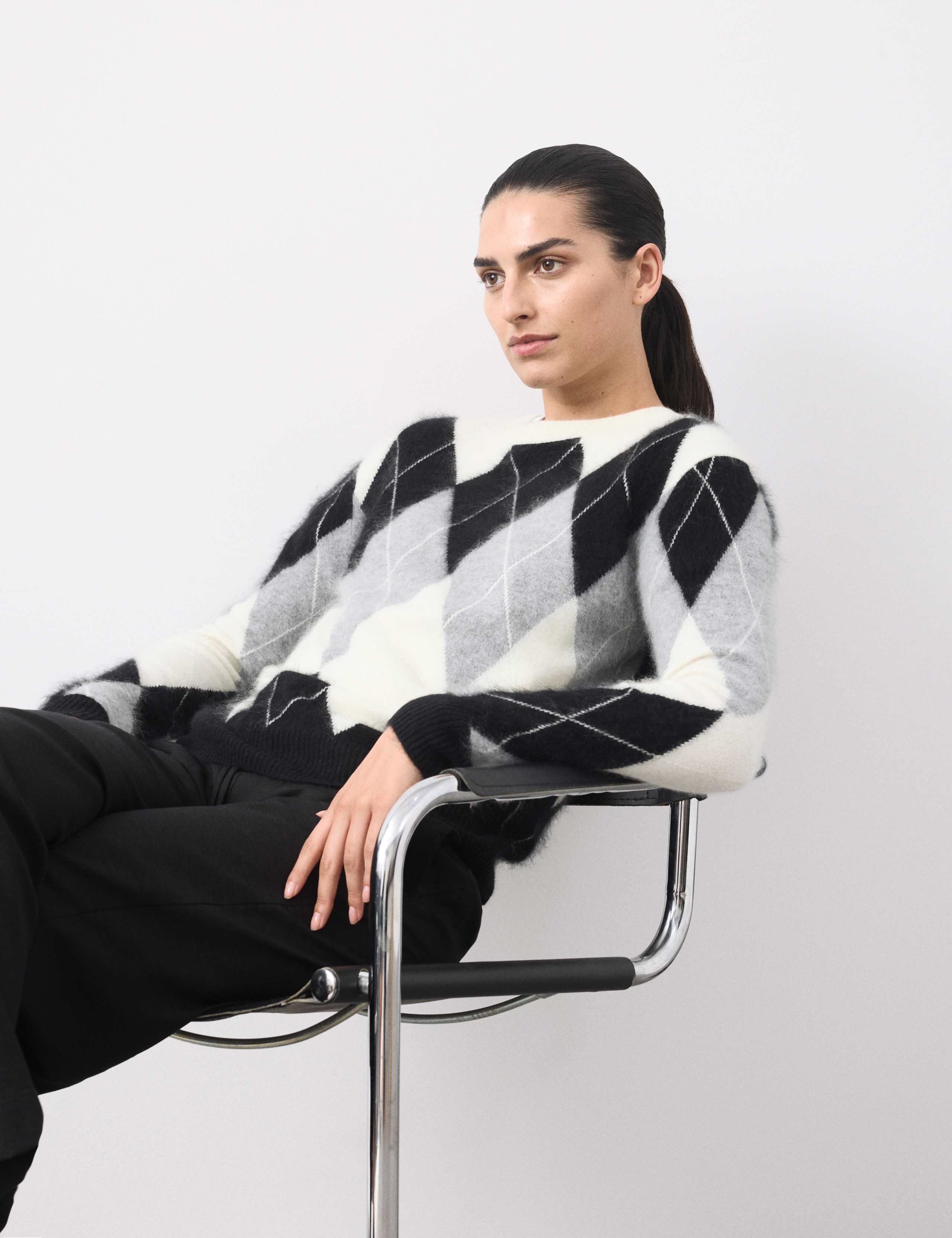 Merino Wool Rich Brushed Argyle Jumper with Cashmere 3 of 7