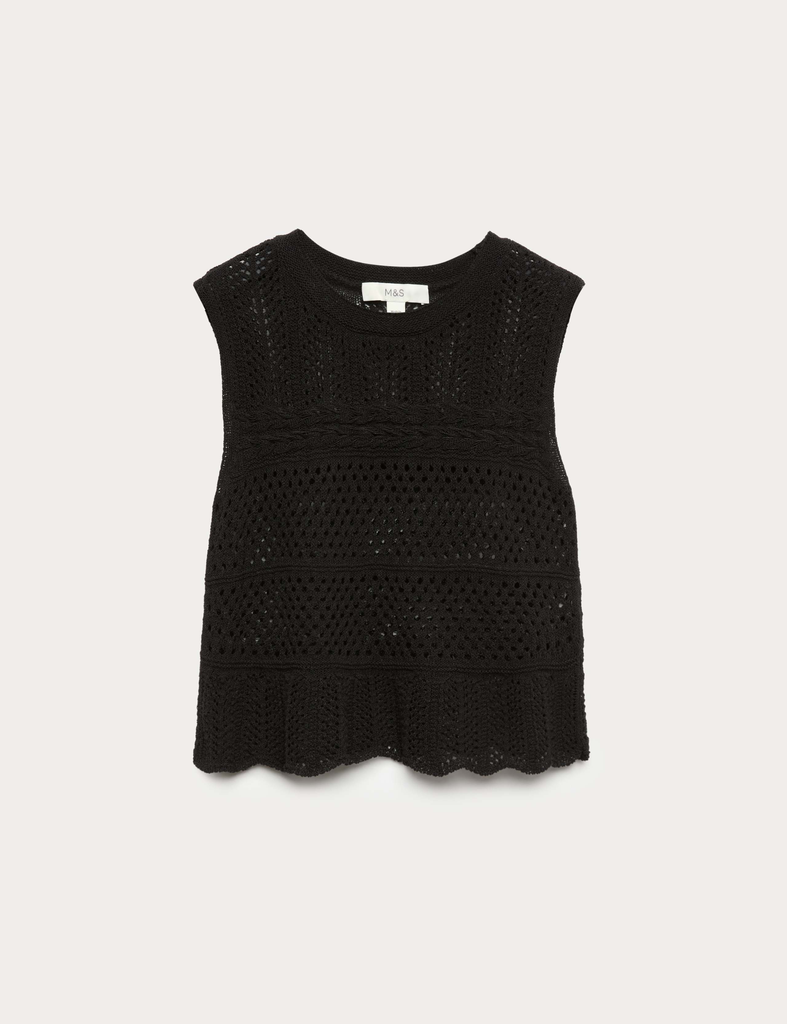 Cotton Rich Pointelle Knitted Vest 2 of 5