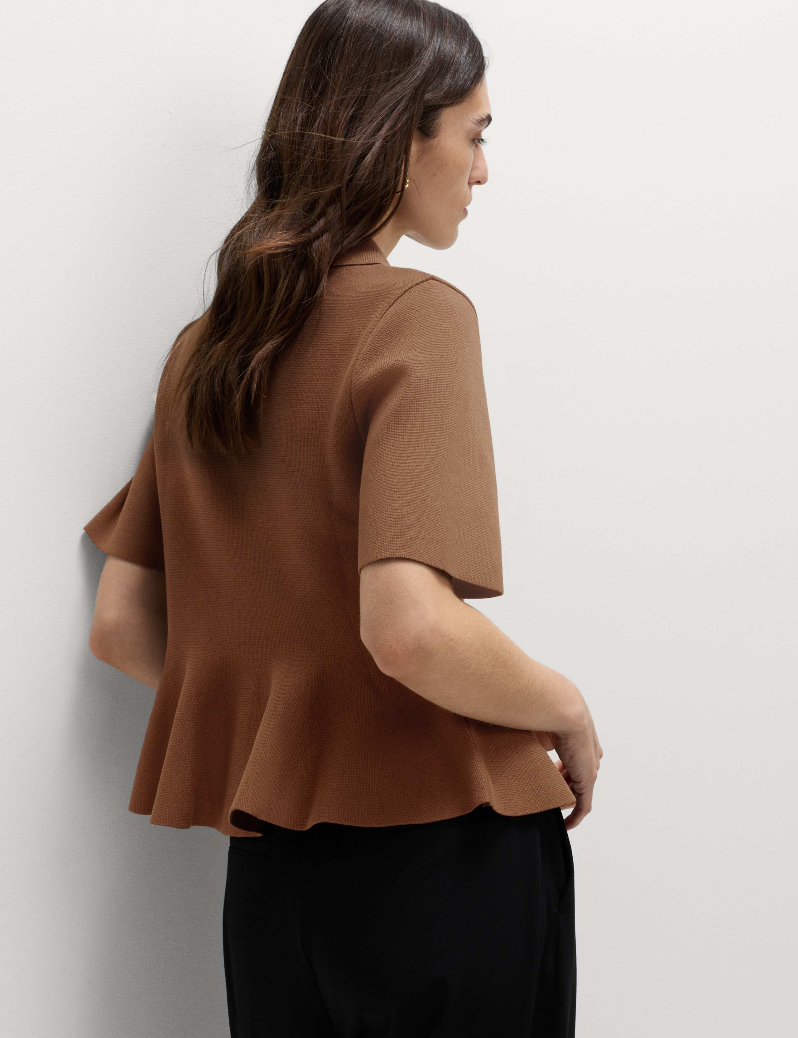 Peplum Collared Button Through Knitted Top 3 of 5