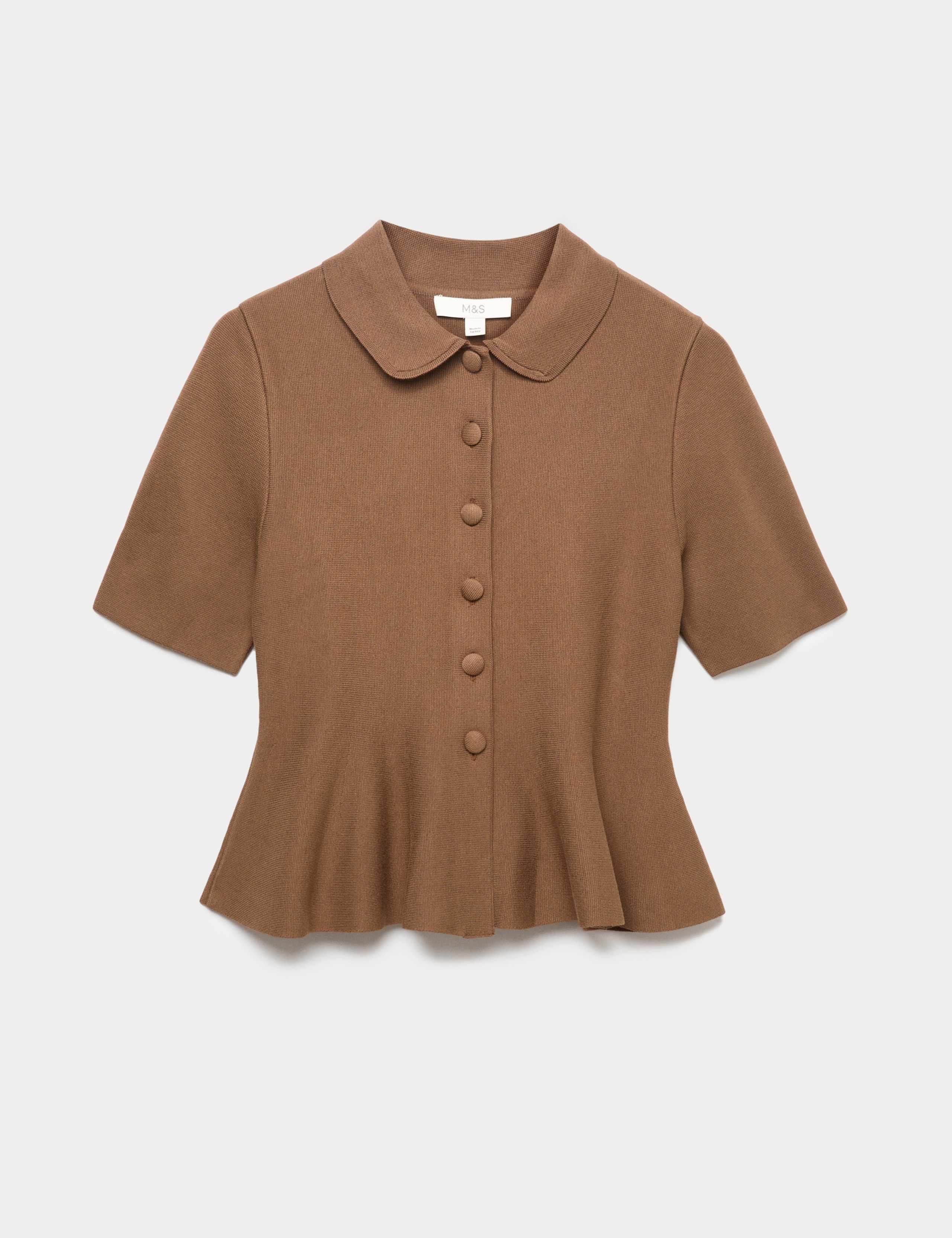 Peplum Collared Button Through Knitted Top 1 of 1