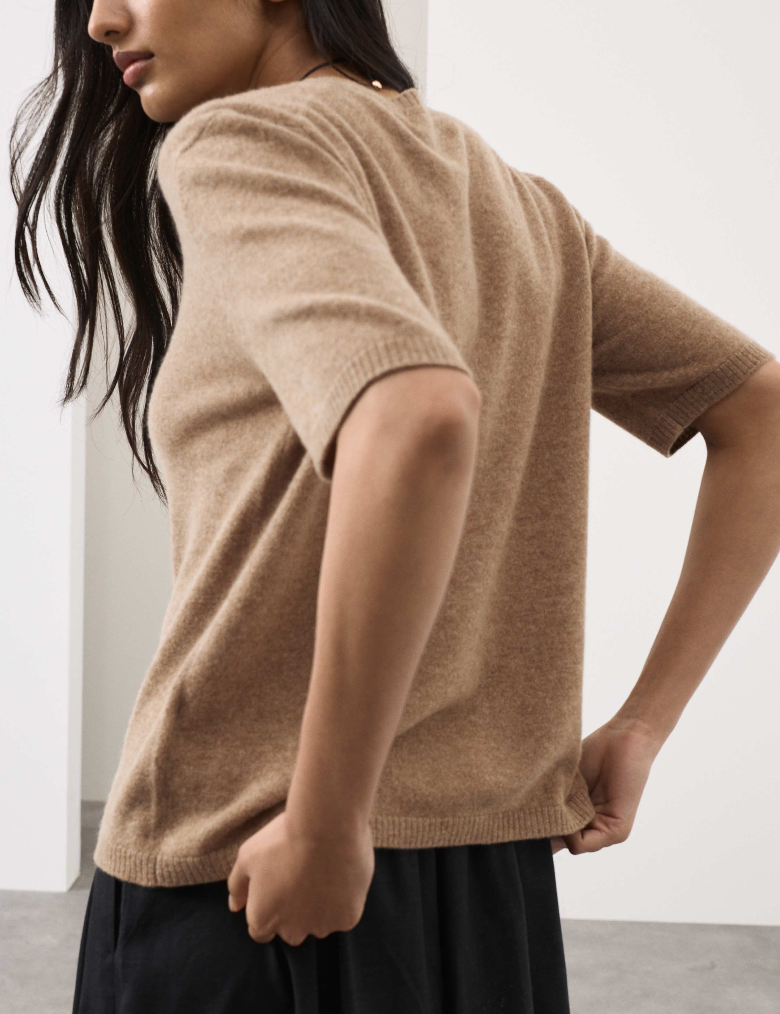 Pure Cashmere Textured Crew Neck Knitted Top 4 of 6