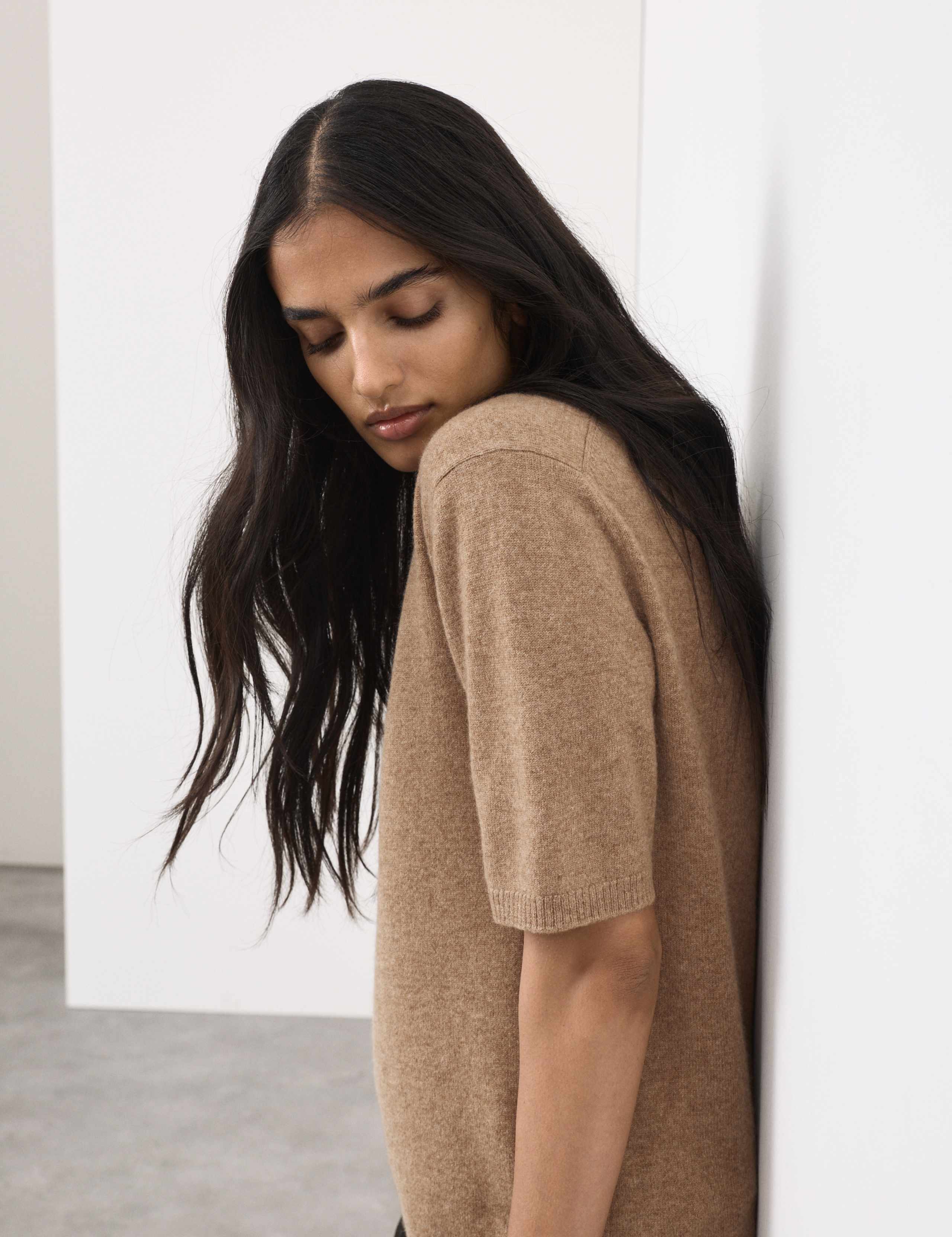 Pure Cashmere Textured Crew Neck Knitted Top 6 of 6