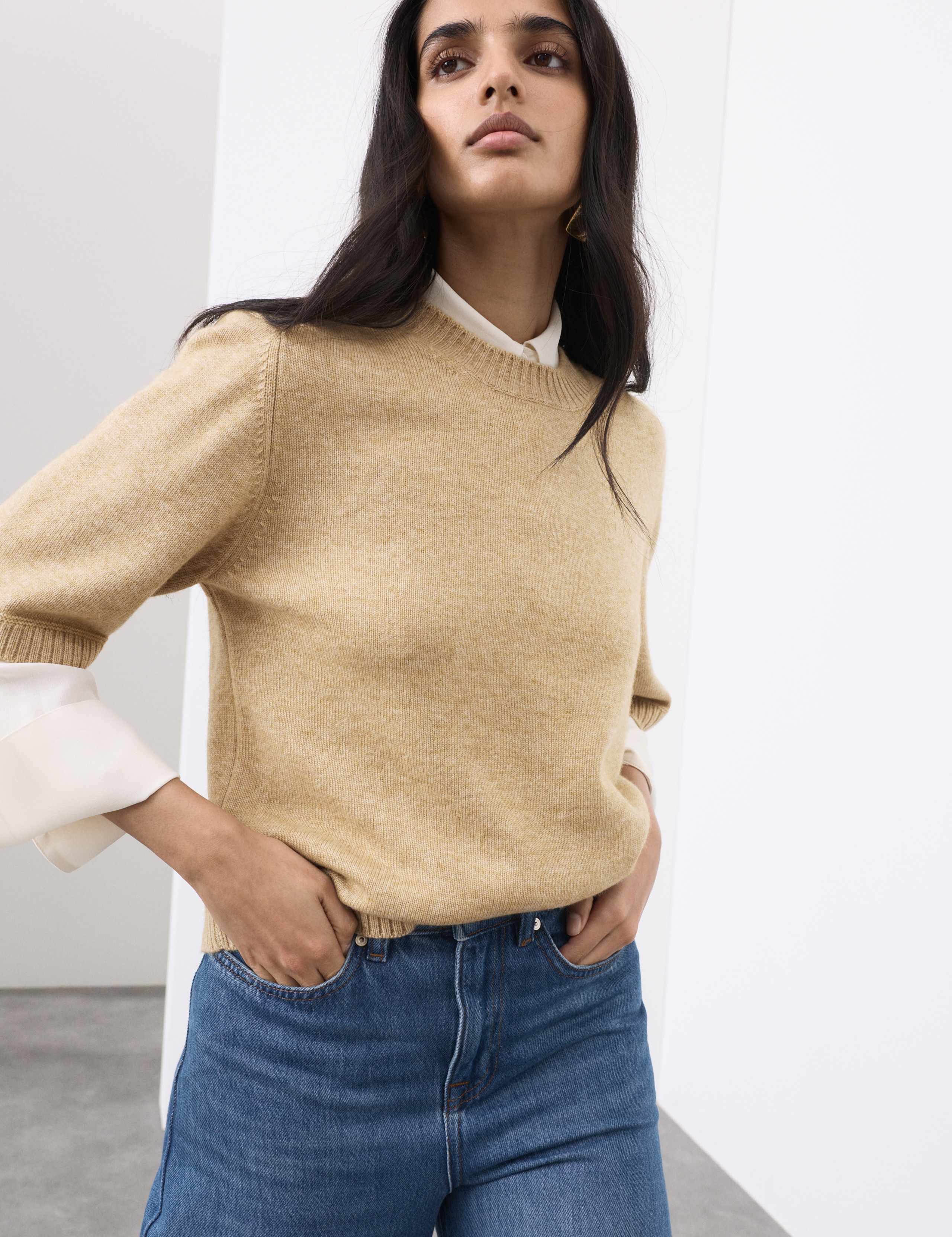 Merino Wool Rich Knitted Top with Cashmere 1 of 6