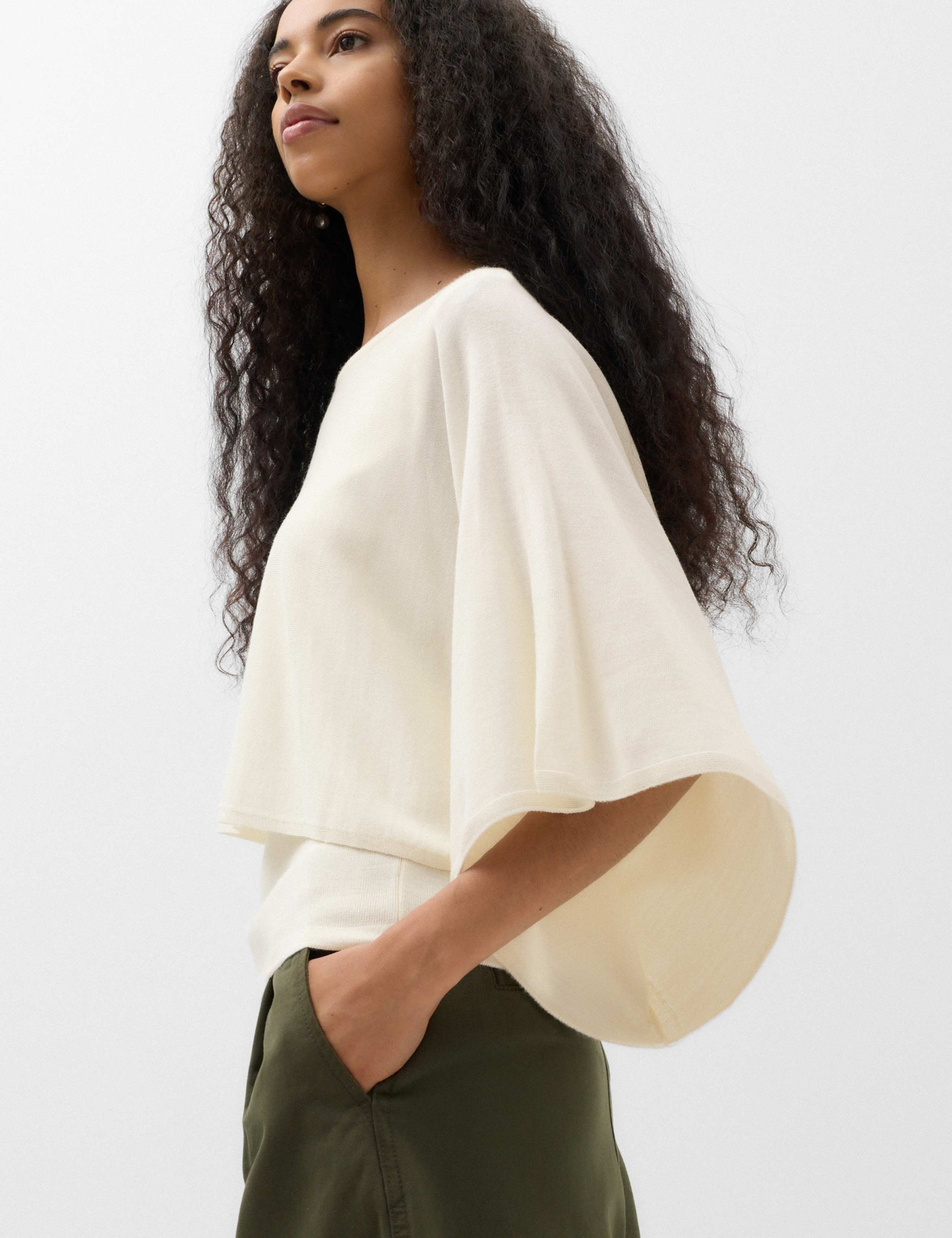 Slash Neck Cape Knitted Top 3 of 6