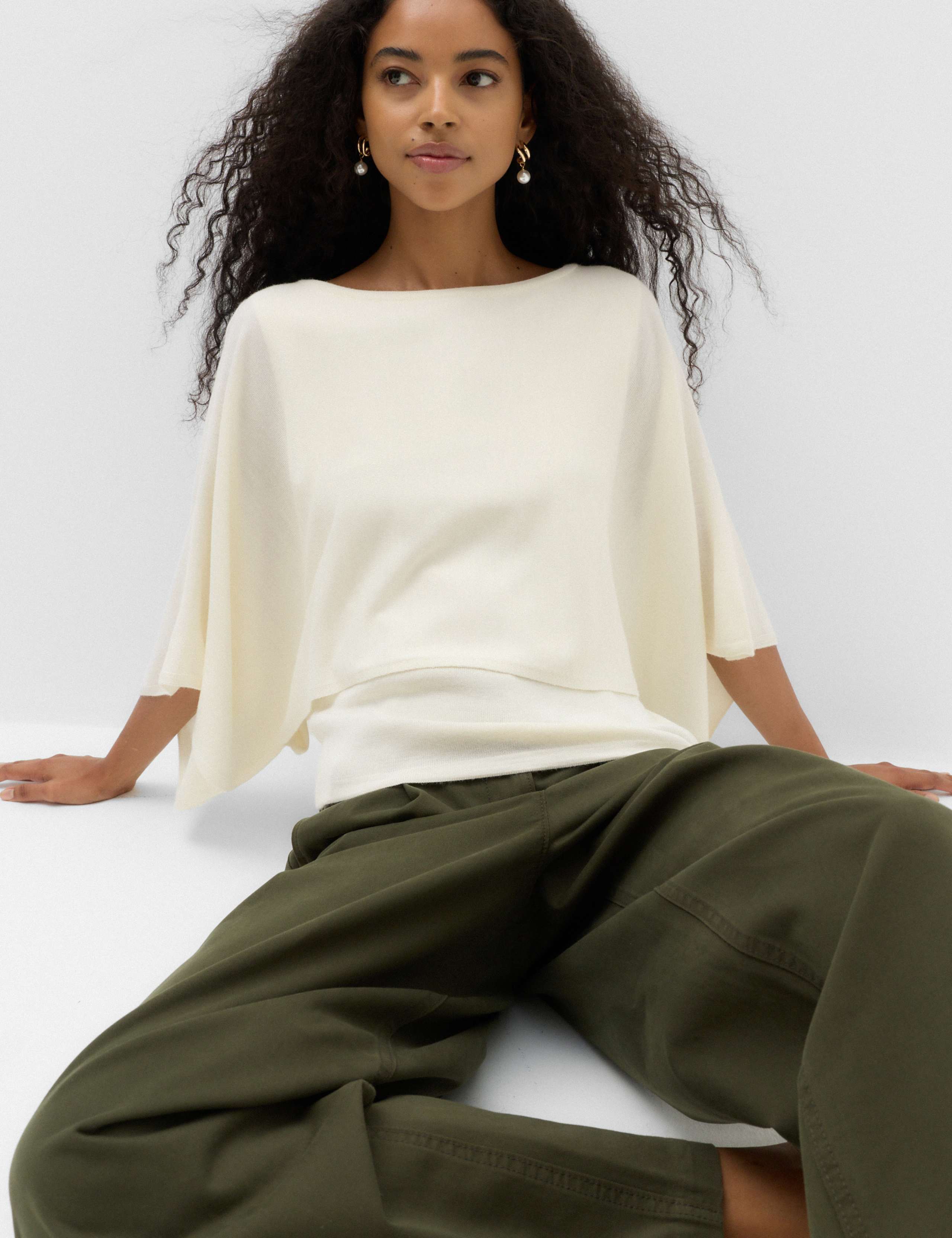 Slash Neck Cape Knitted Top 5 of 6