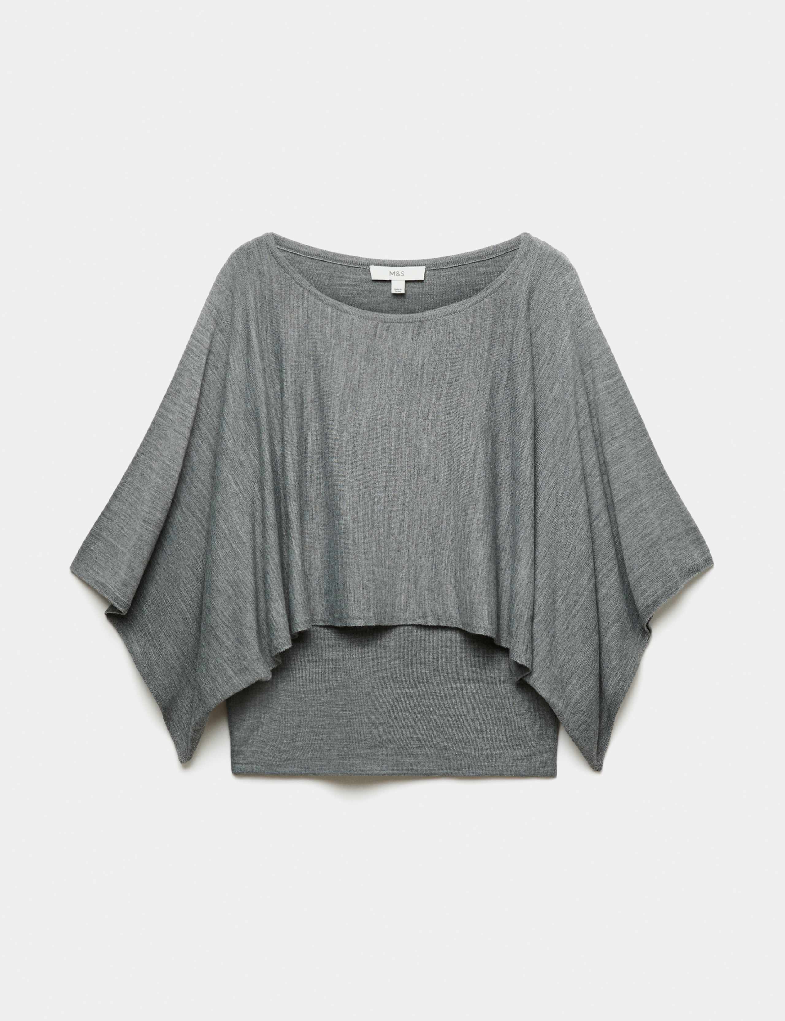 Slash Neck Cape Knitted Top 2 of 6