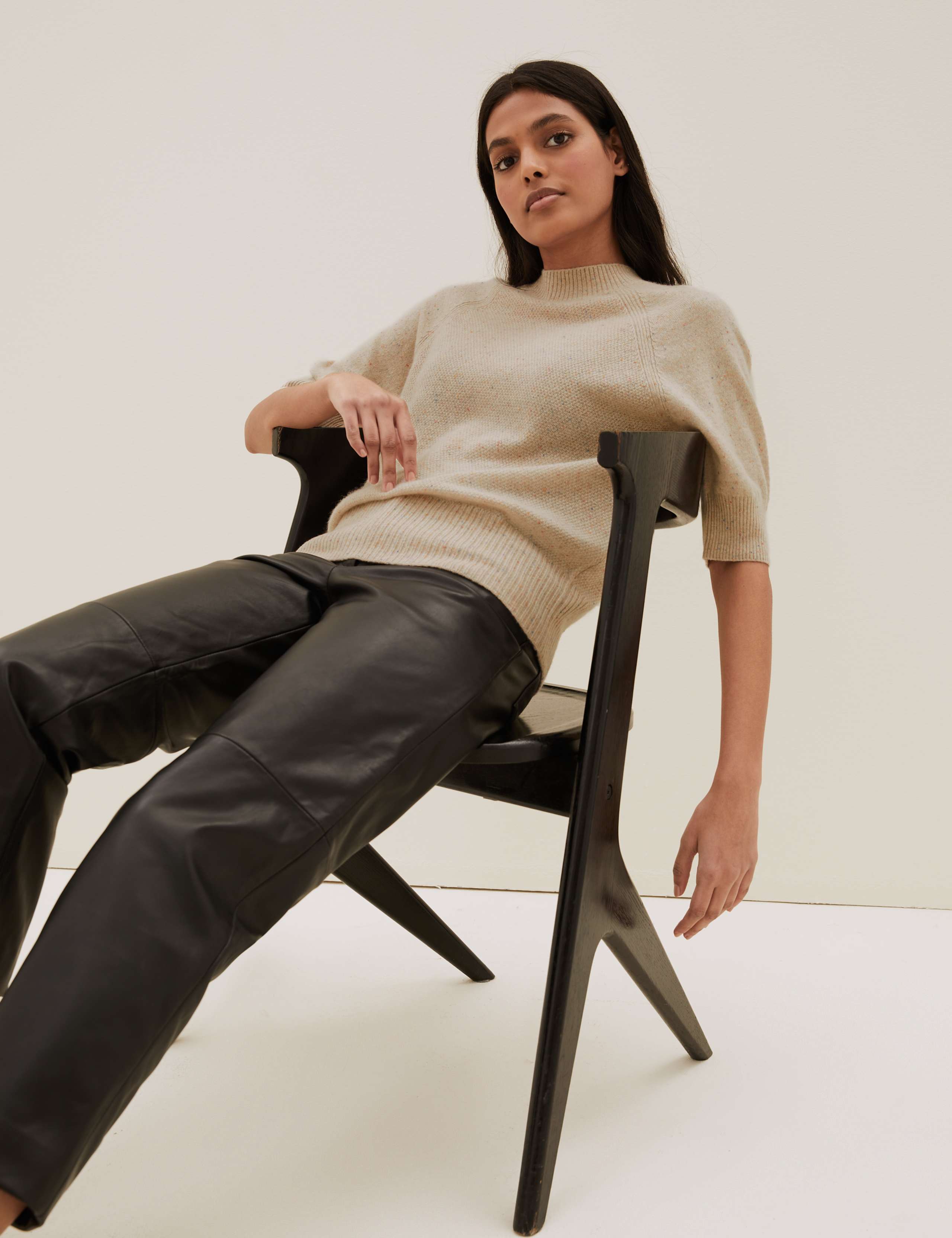 Pure Cashmere Textured Short Sleeve Jumper 3 of 6