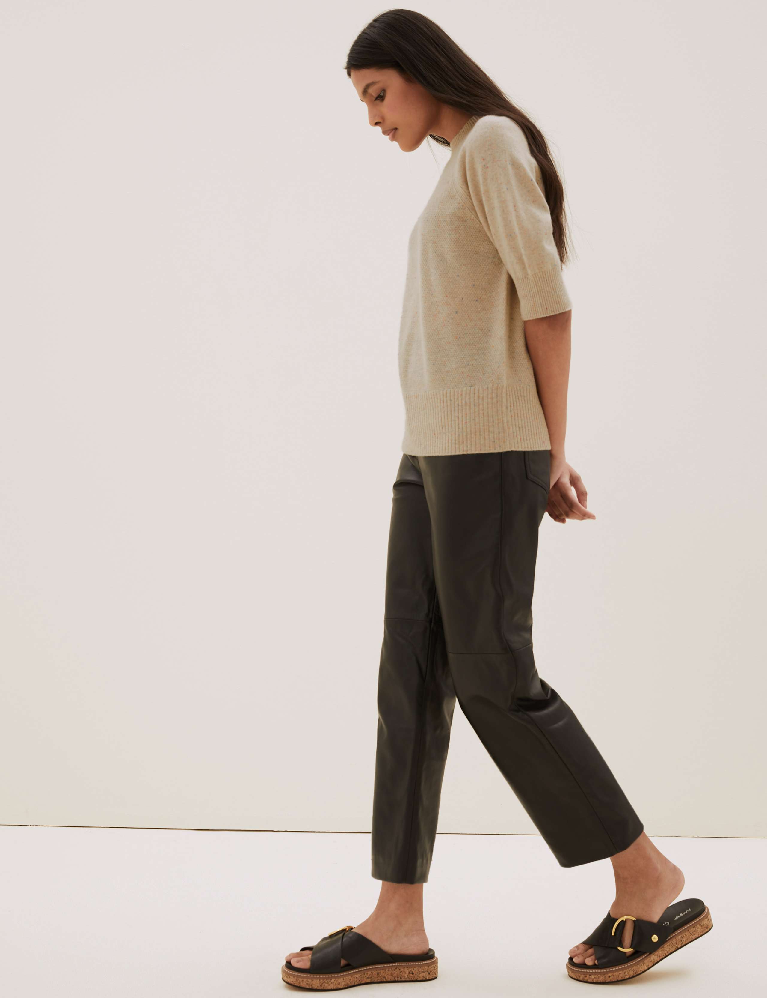 Pure Cashmere Textured Short Sleeve Jumper 4 of 6