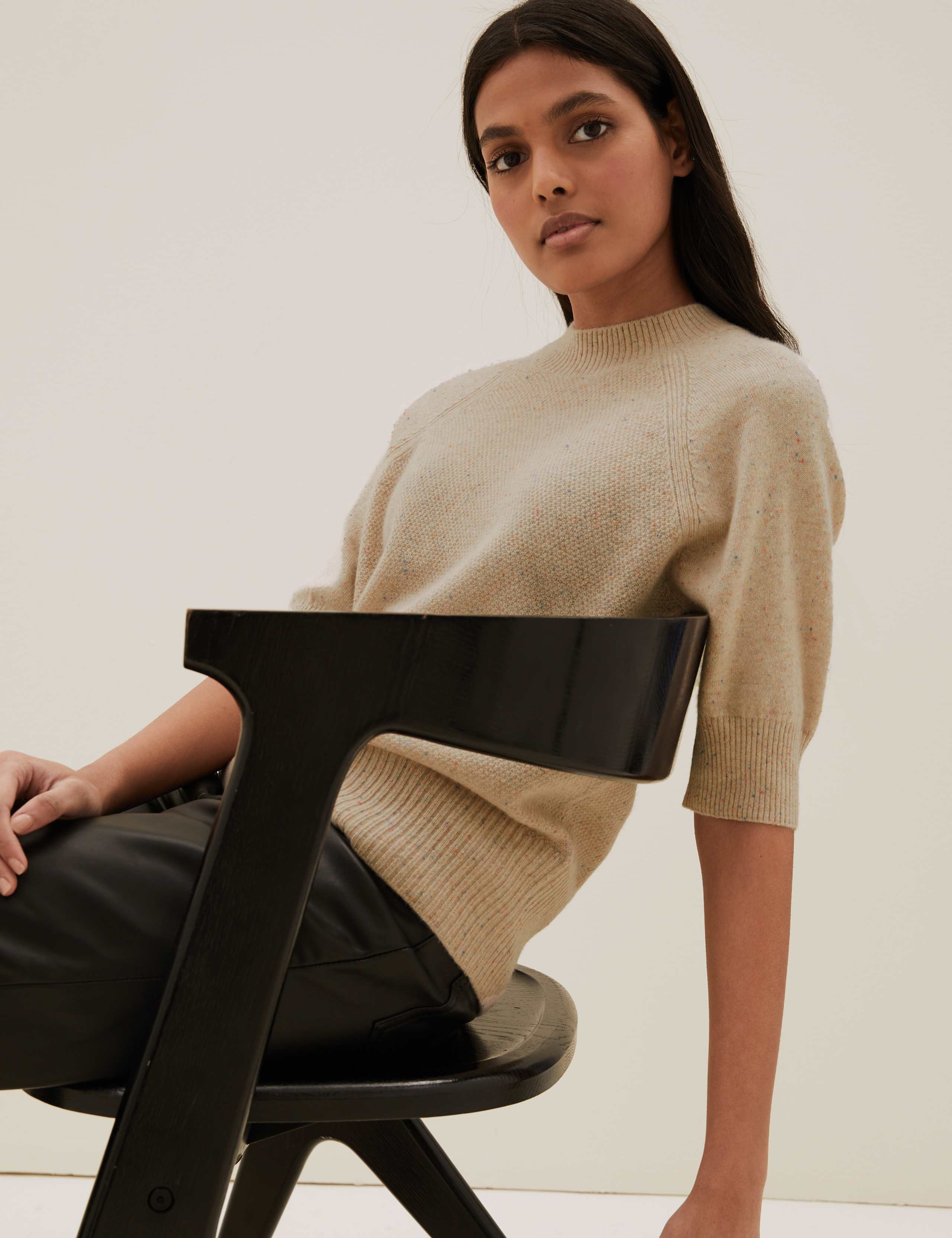Pure Cashmere Textured Short Sleeve Jumper 5 of 6