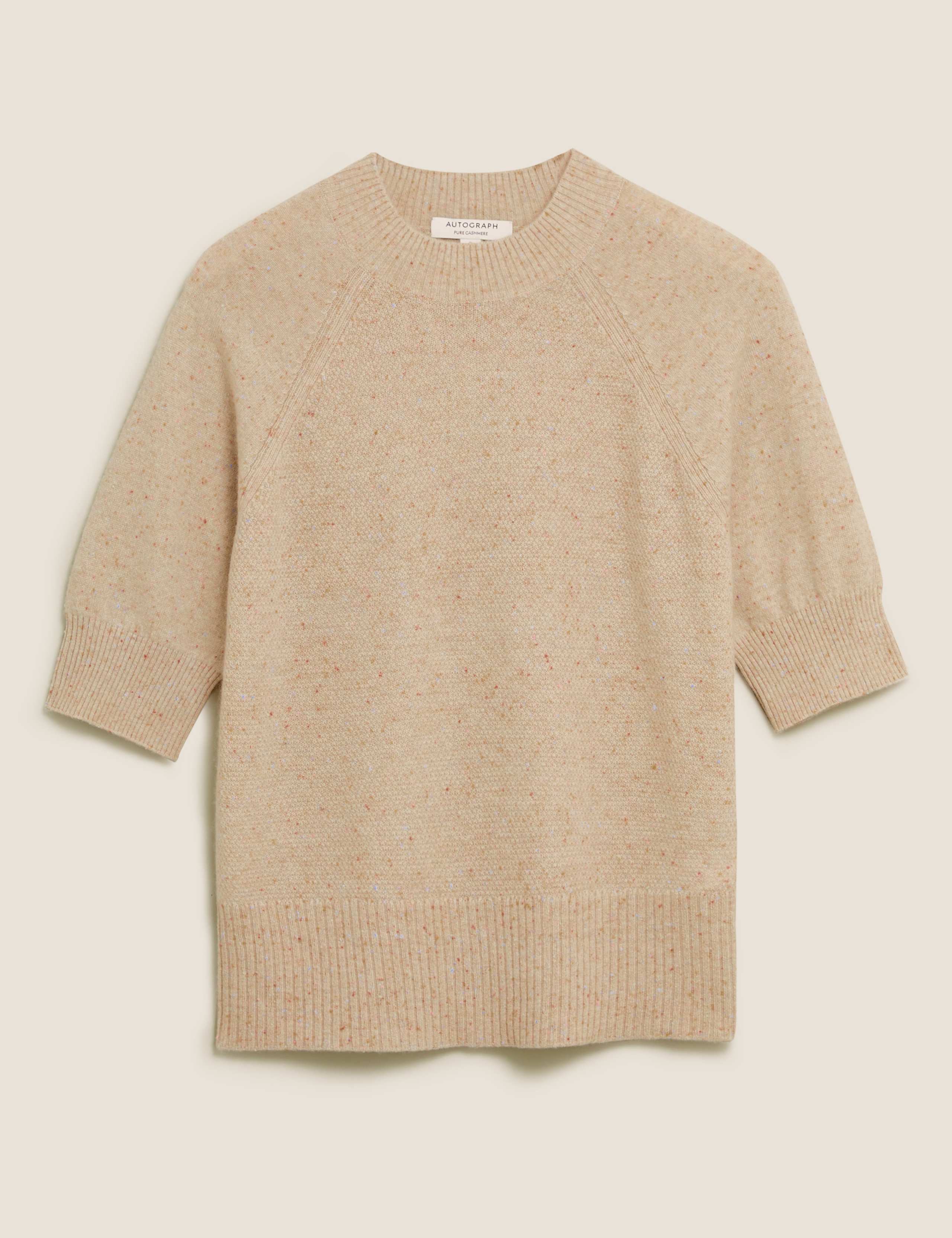 Pure Cashmere Textured Short Sleeve Jumper 2 of 6
