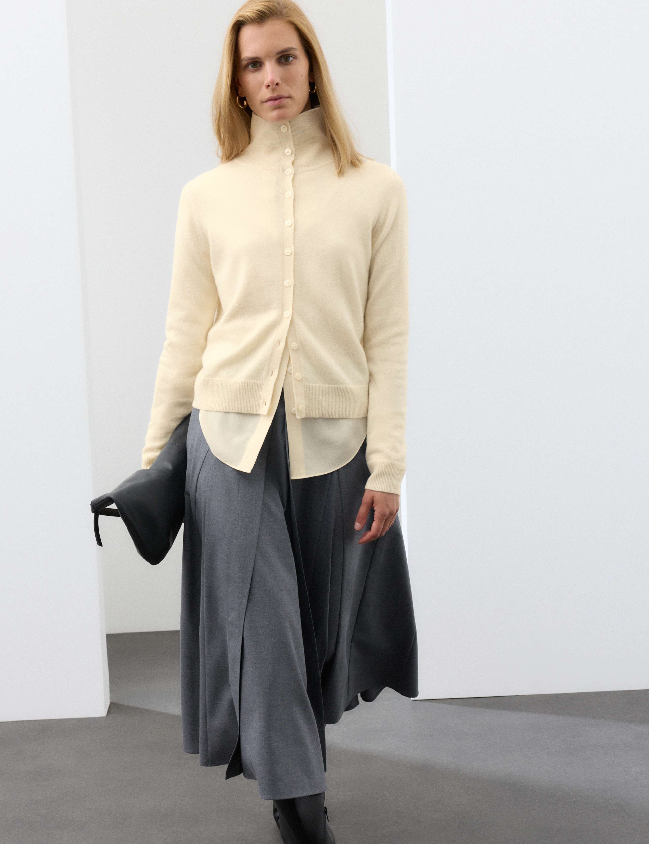 Pure Cashmere Funnel Neck Cardigan 6 of 7