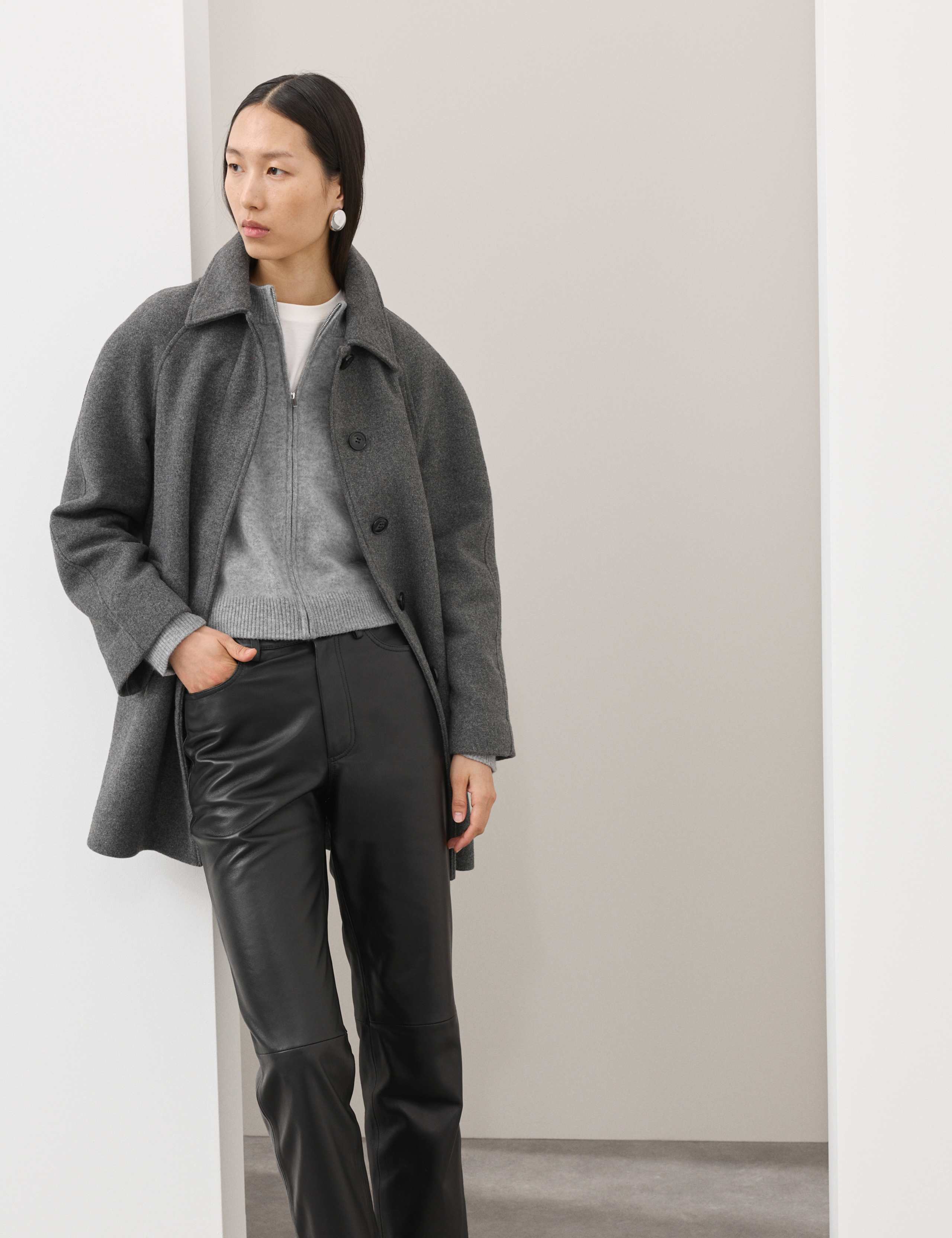 Wool Rich Brushed Zip Up Cardigan 4 of 7
