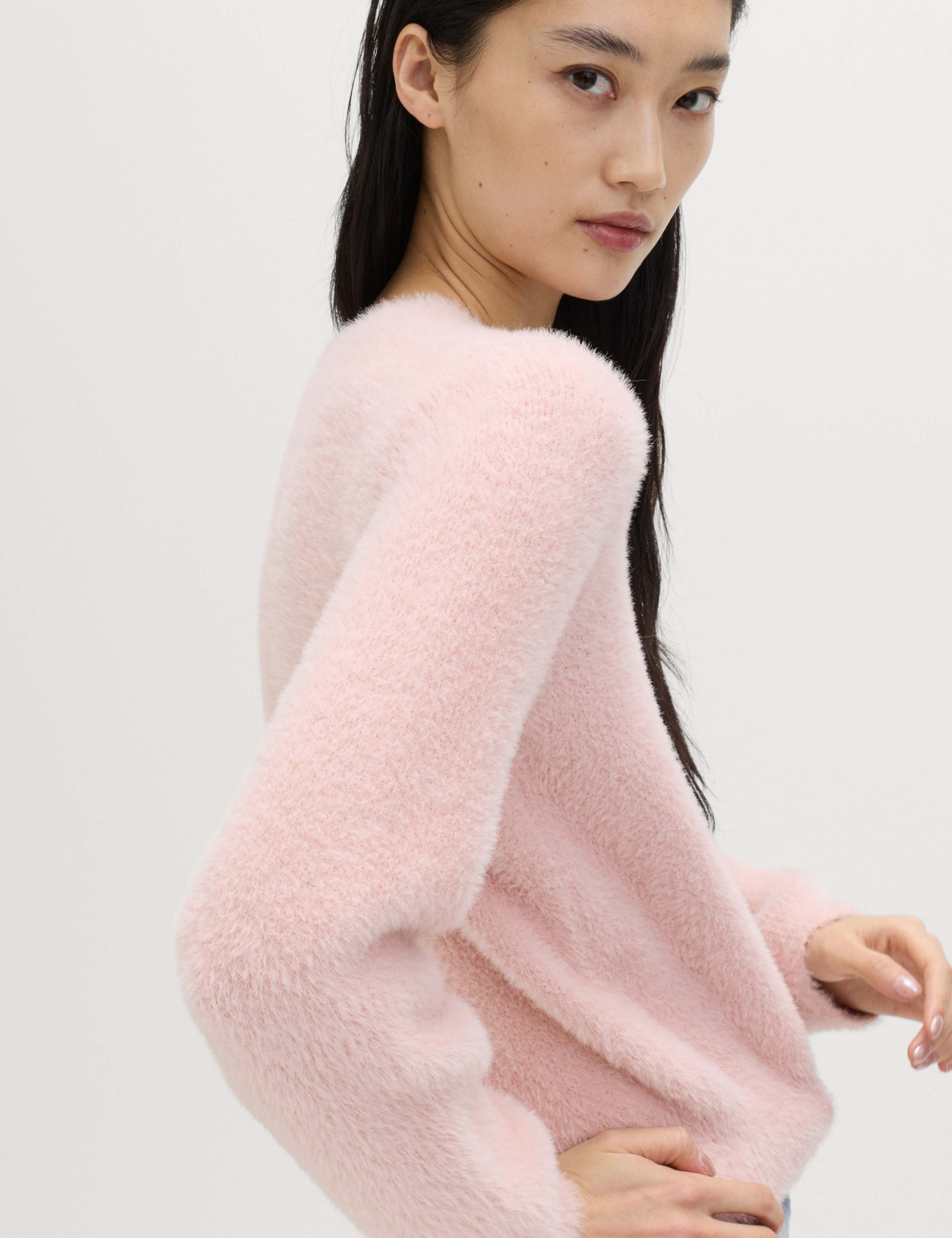 Fluffy Crew Neck Knitted Jumper 3 of 4