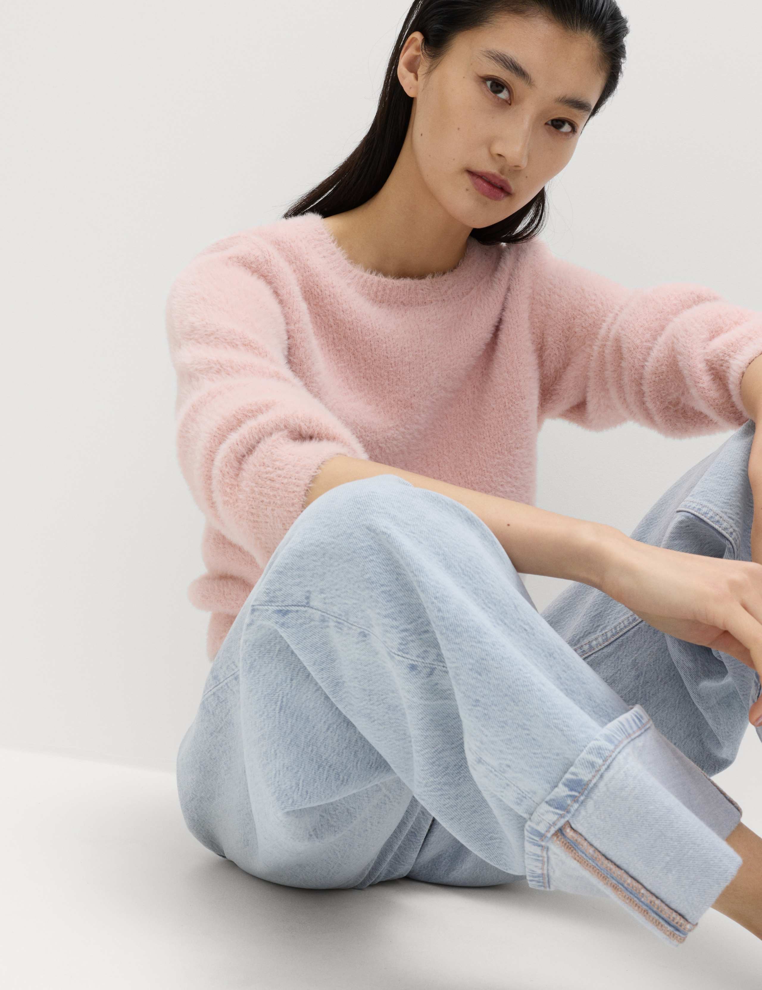 Fluffy Crew Neck Knitted Jumper 4 of 4