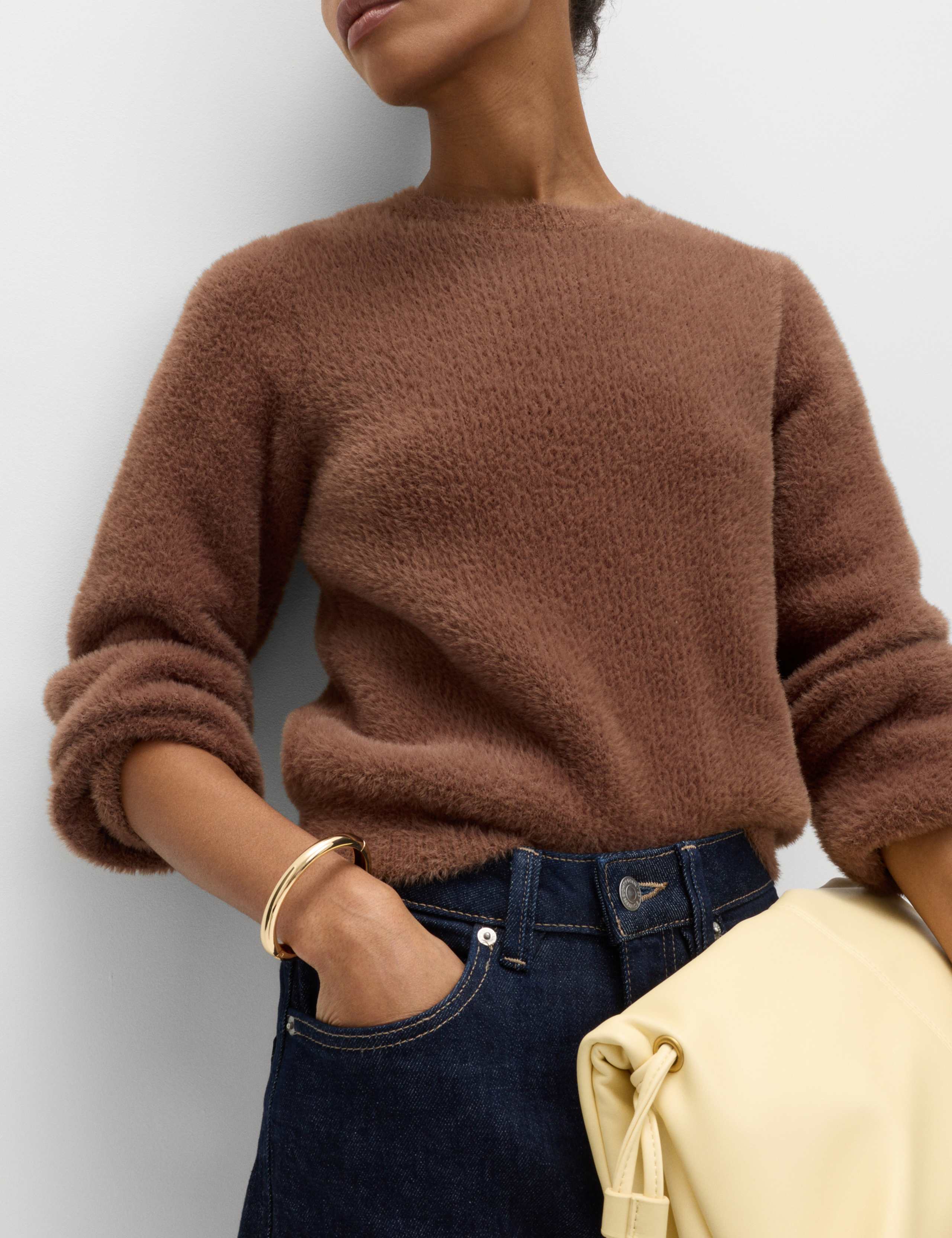 Fluffy Crew Neck Knitted Jumper 4 of 5