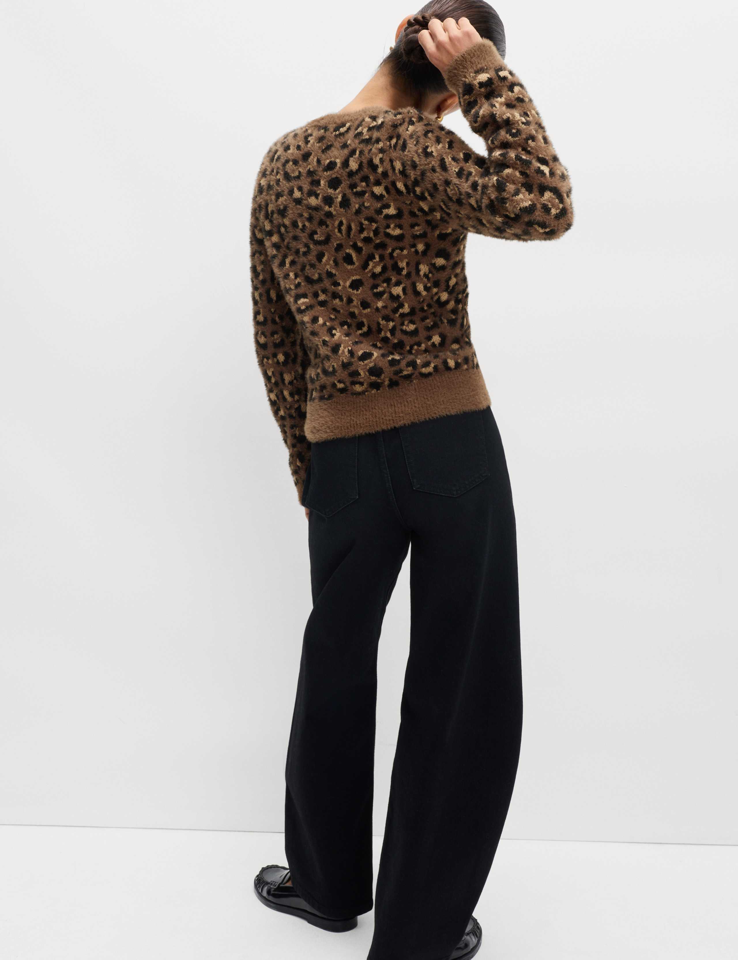 Animal Print Crew Neck Cropped Jumper 5 of 5