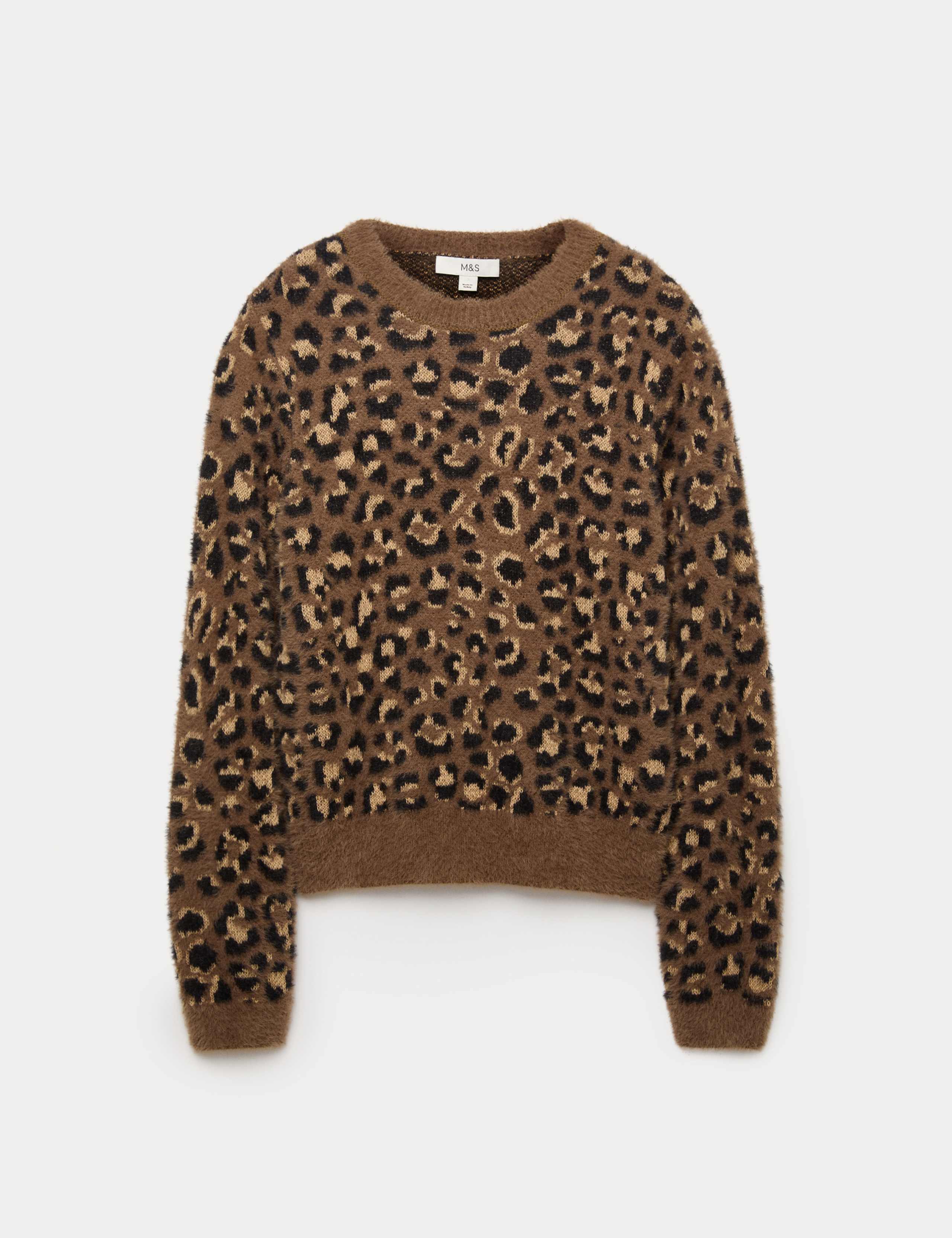 Animal Print Crew Neck Cropped Jumper 2 of 5