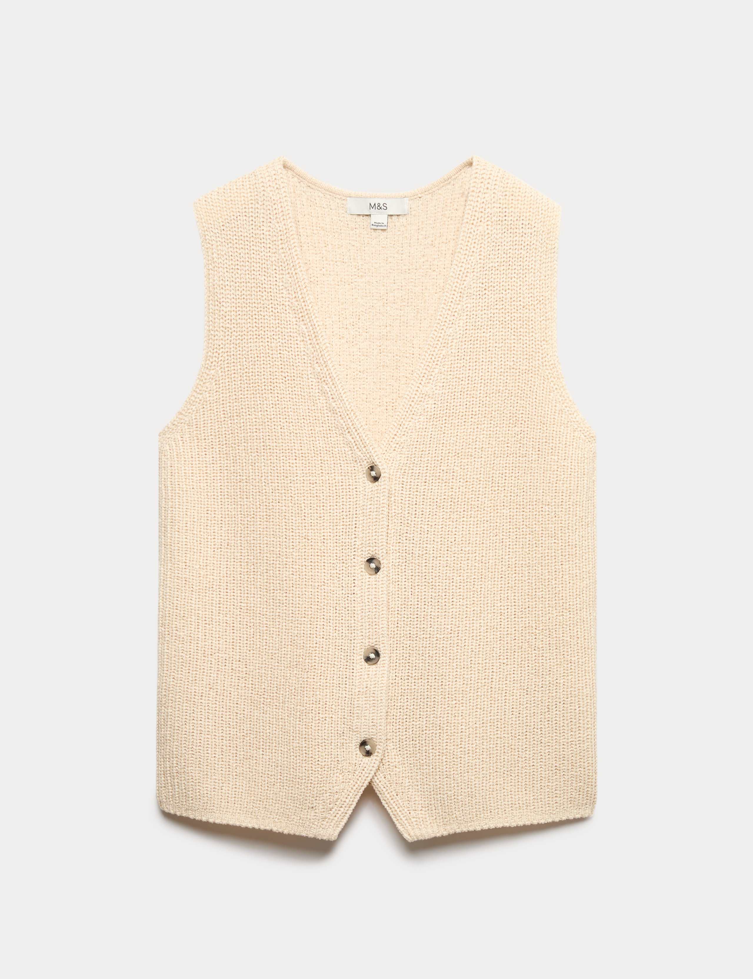Cotton Blend Ribbed Knitted Waistcoat 2 of 6