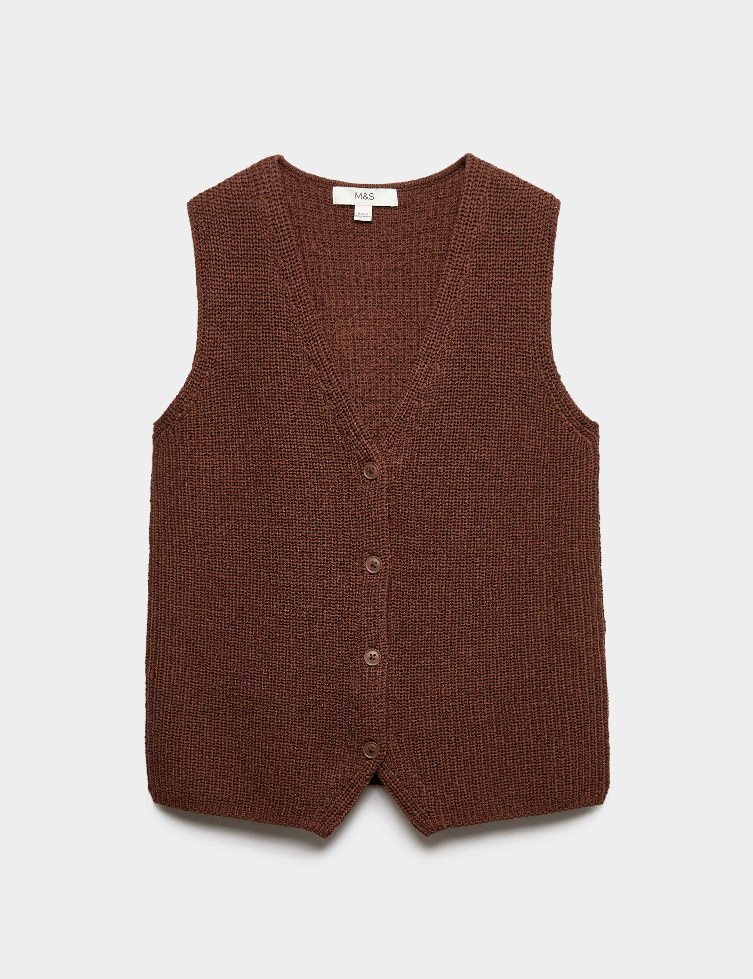 Cotton Blend Ribbed Knitted Waistcoat 2 of 5