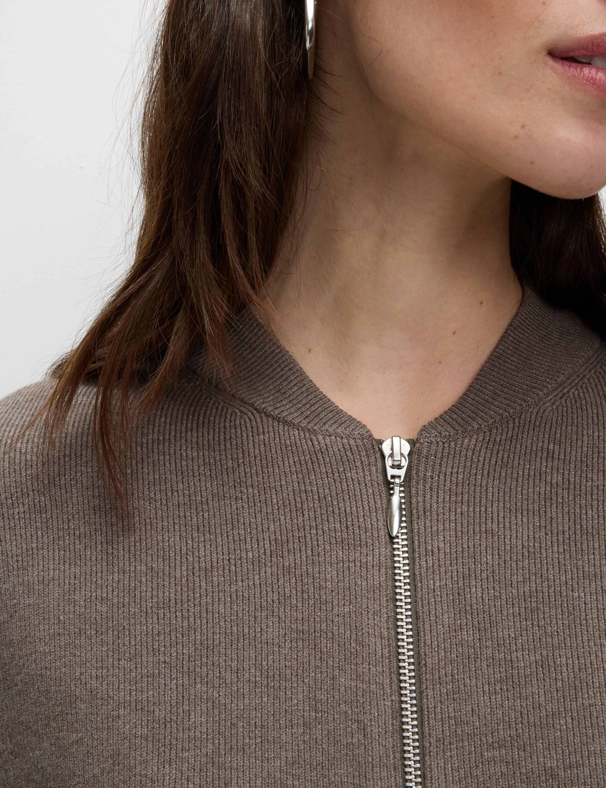 Textured Relaxed Fit Bomber Cardigan 4 of 8