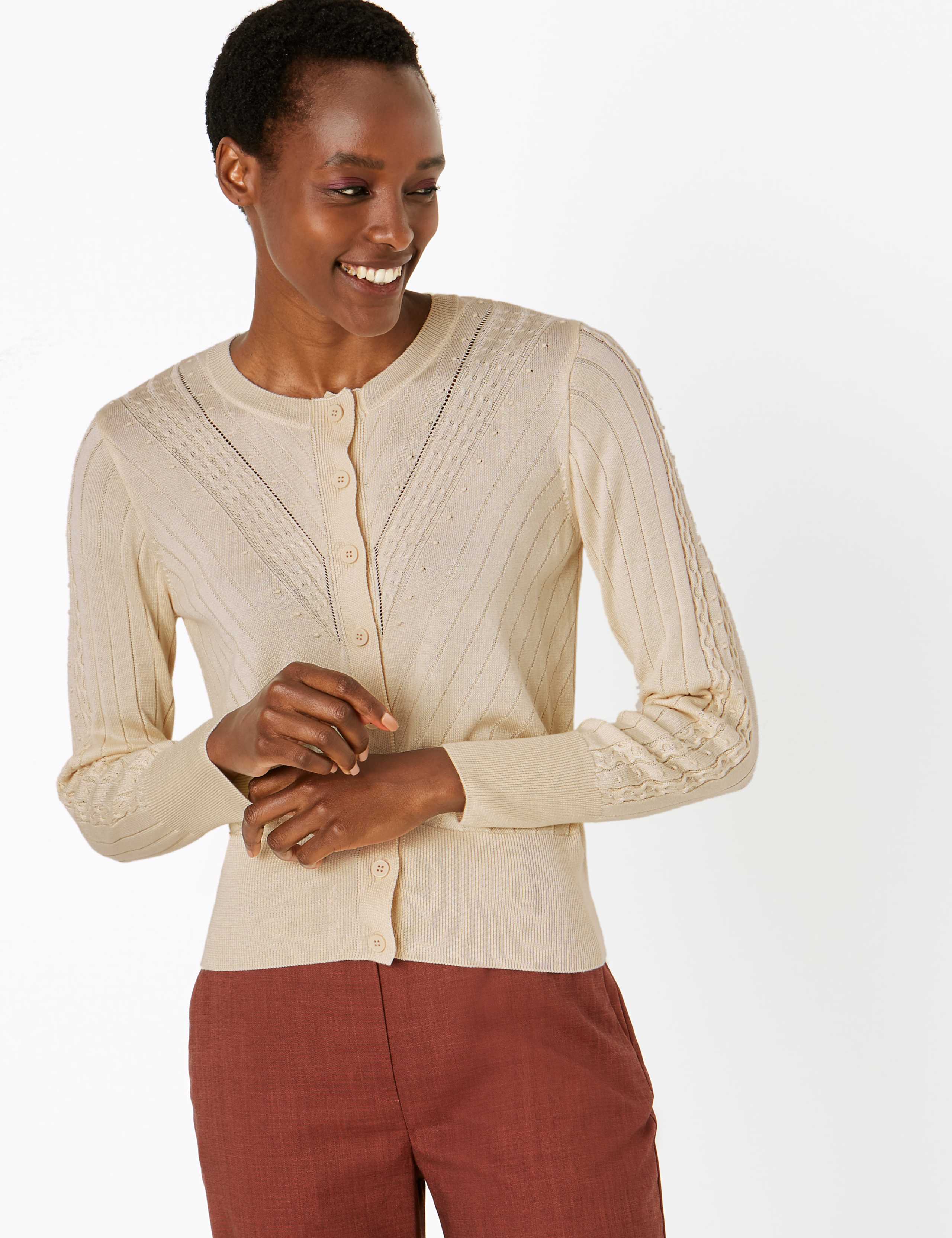 Textured Stitch Button Front Cardigan 1 of 4