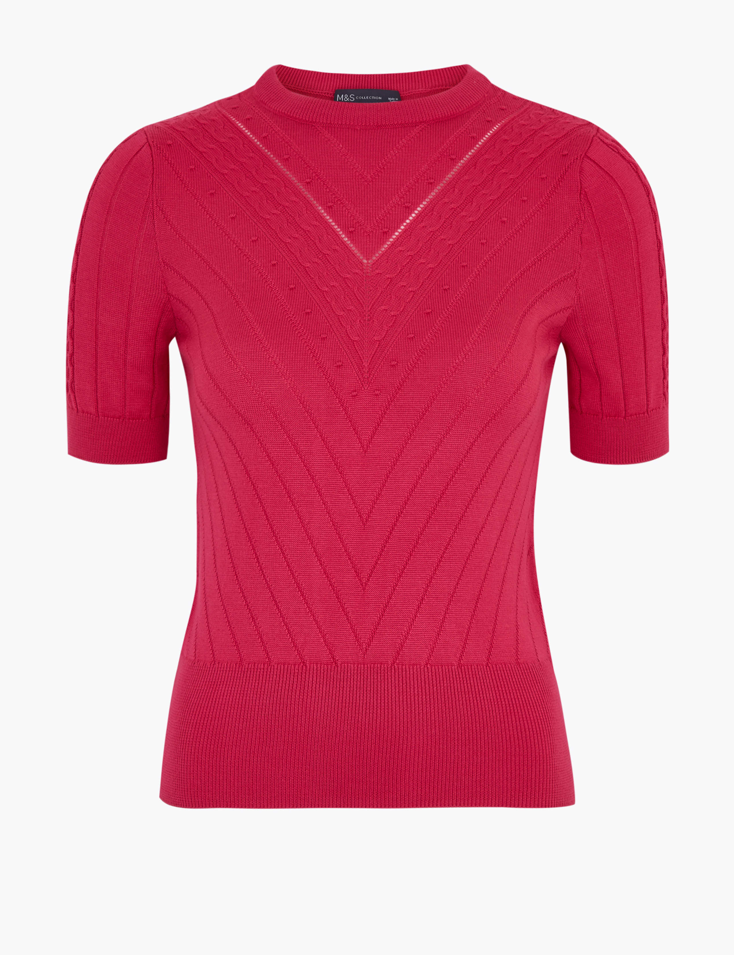 Ribbed Crew Neck Short Sleeve Knitted Top 2 of 4