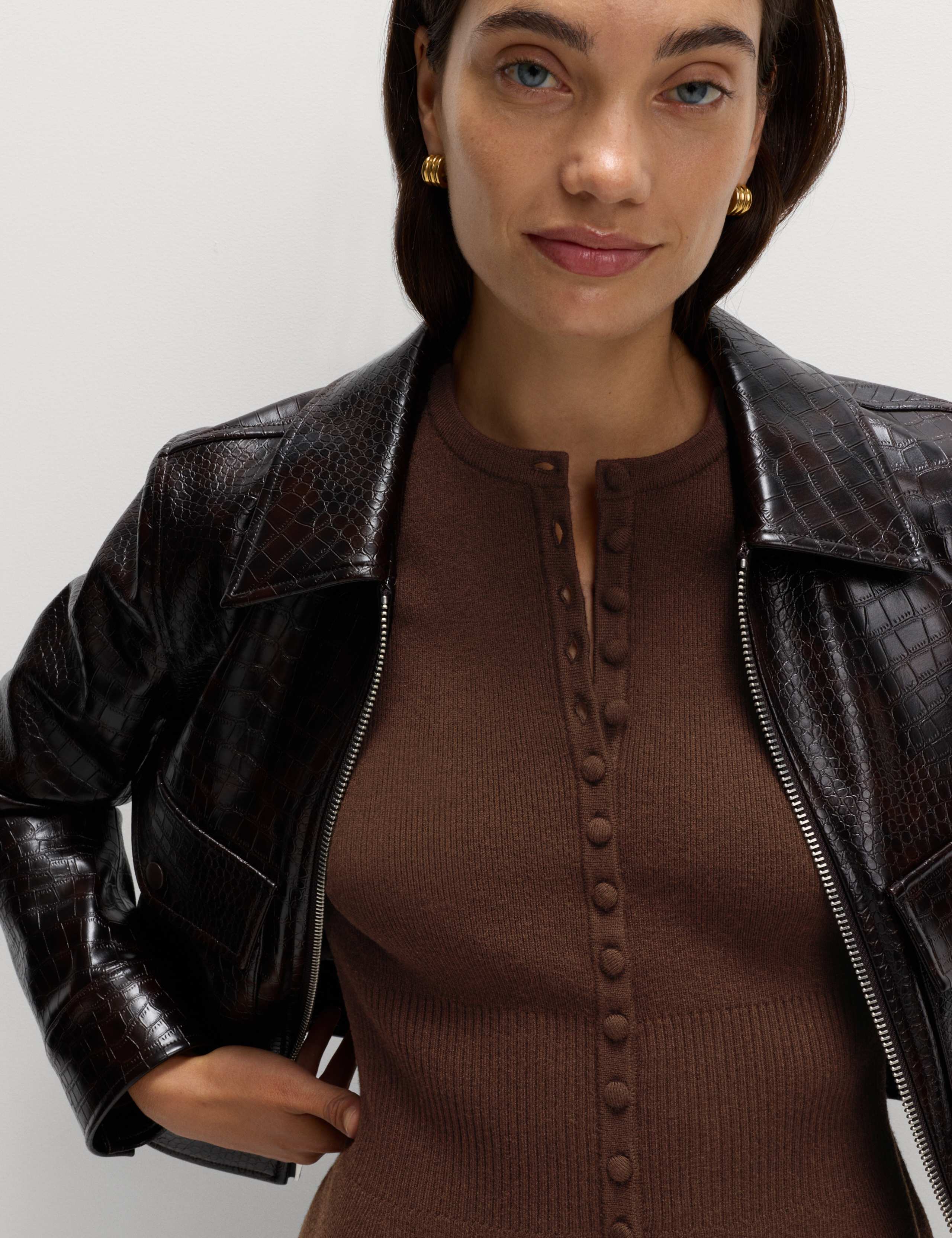 Soft Touch Crew Neck Peplum Fitted Cardigan 3 of 6