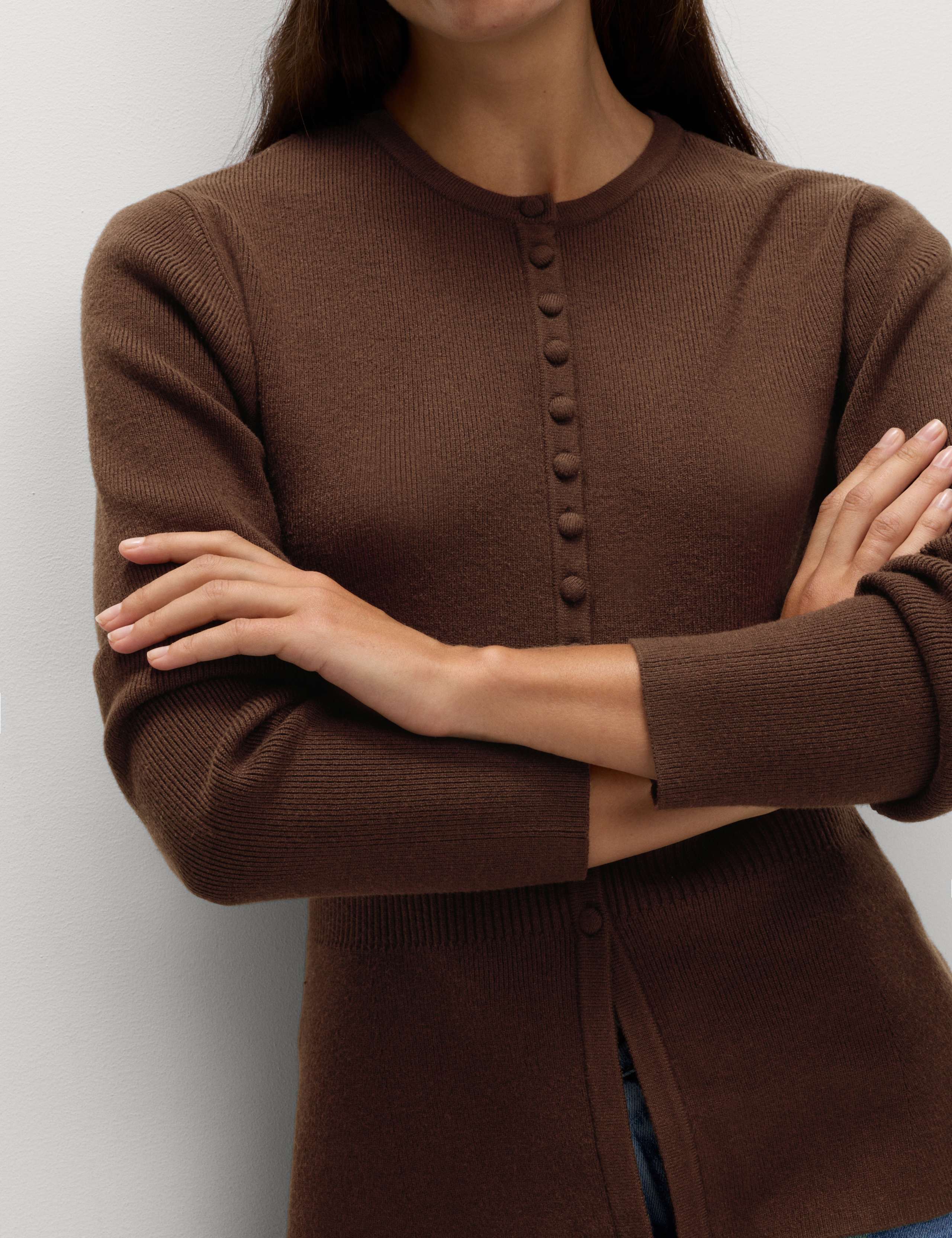Soft Touch Crew Neck Peplum Fitted Cardigan 5 of 6