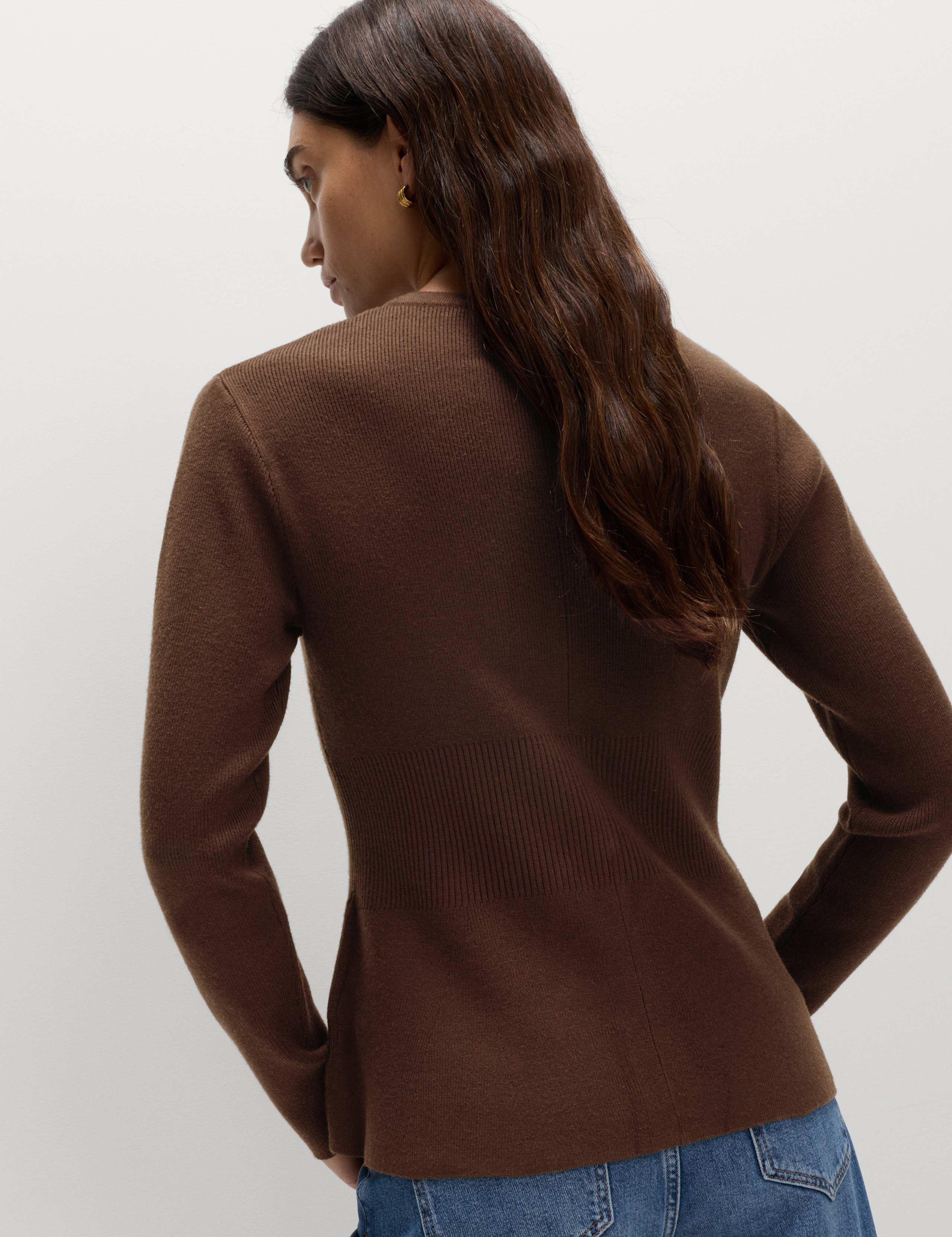 Soft Touch Crew Neck Peplum Fitted Cardigan 6 of 6